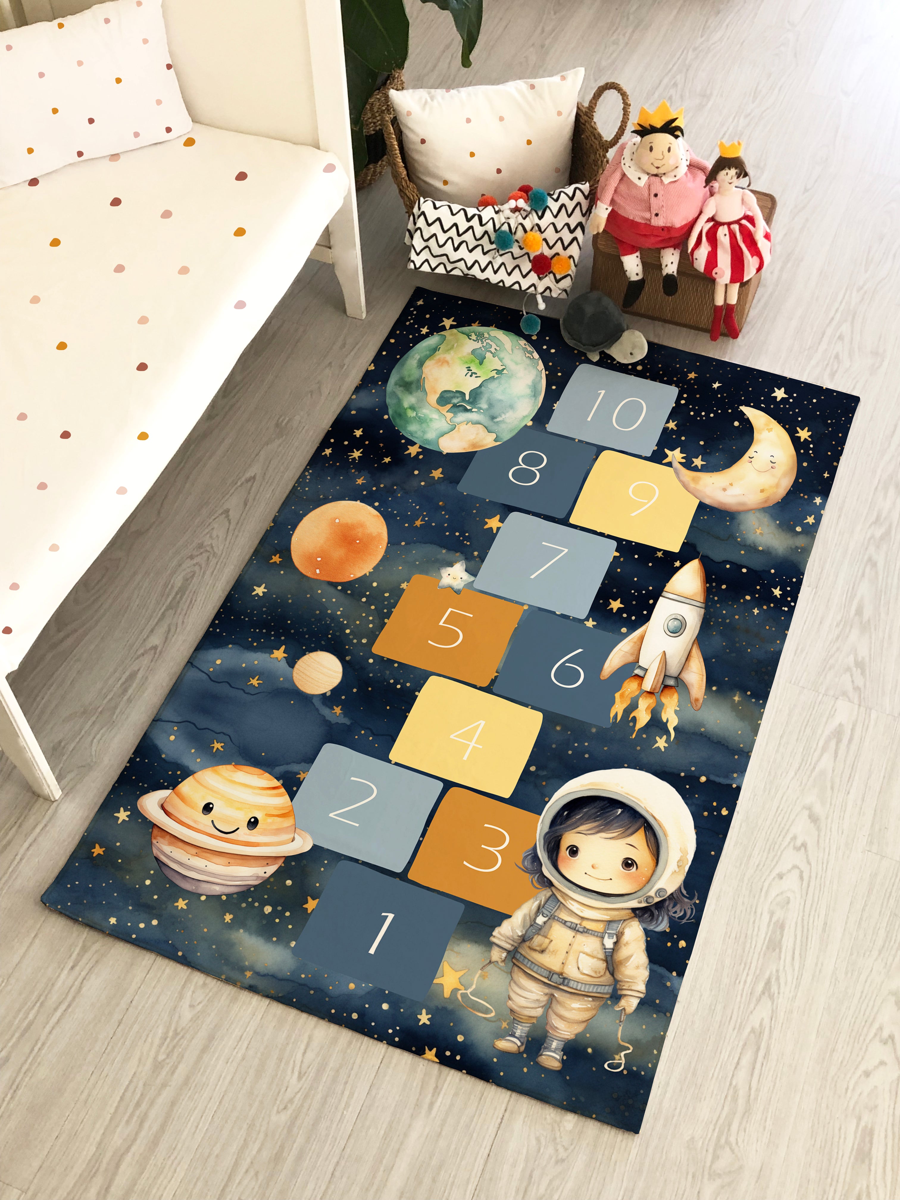 Evmila Astronot Desenli Çocuk Halısı