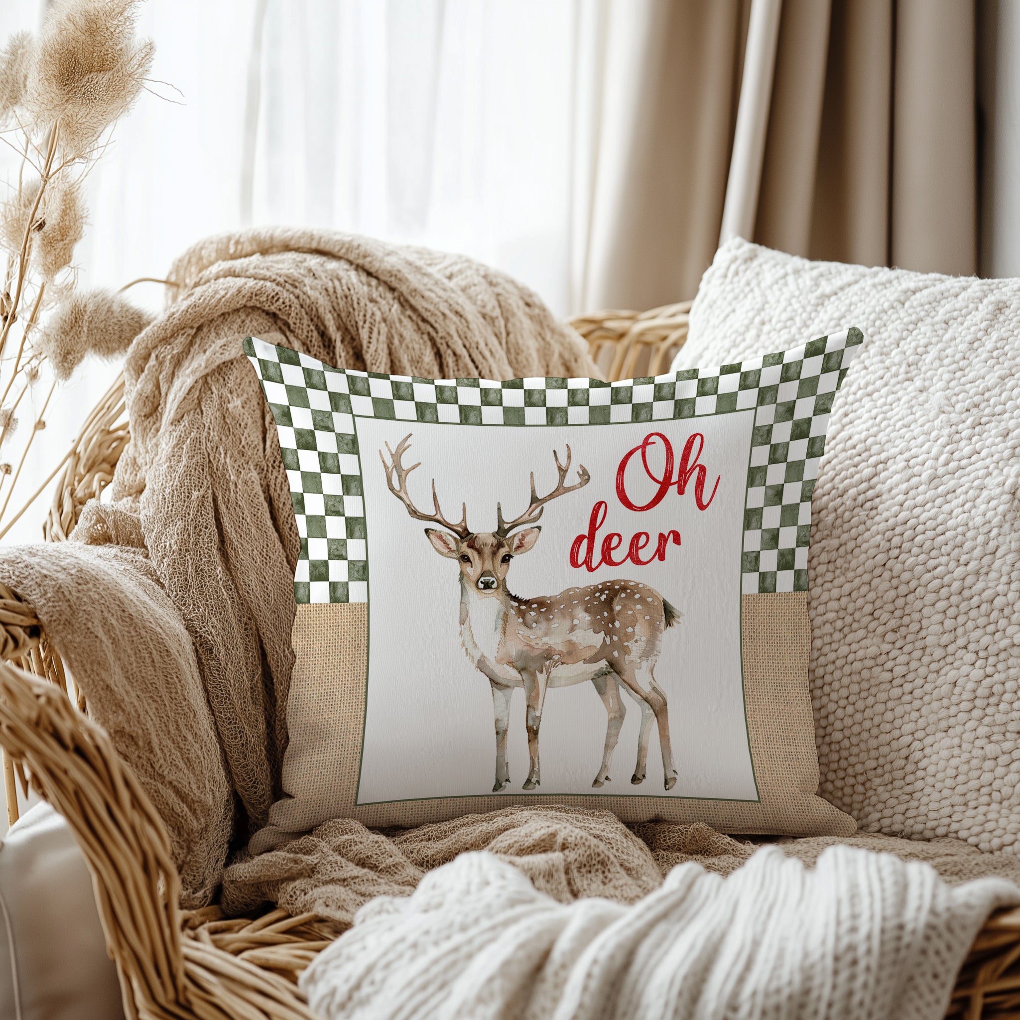 Evmila Yeni Yıl Desenli Kırlent Kılıfı