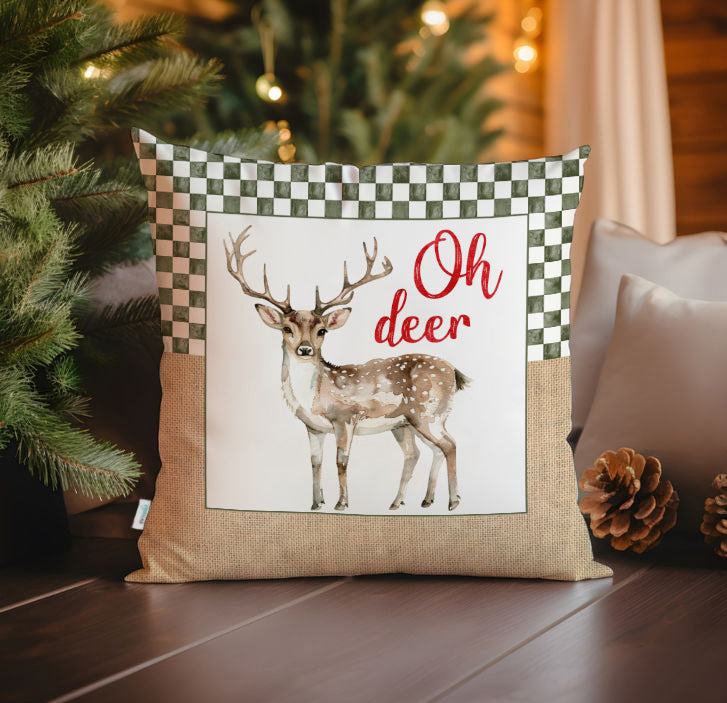 Evmila Yeni Yıl Desenli Kırlent Kılıfı