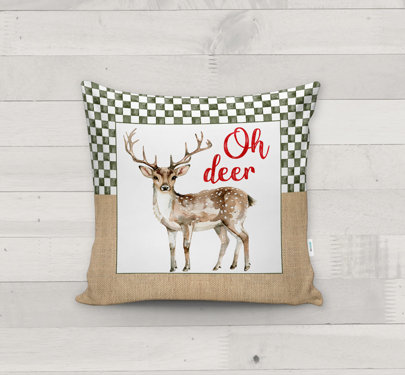 Evmila Yeni Yıl Desenli Kırlent Kılıfı