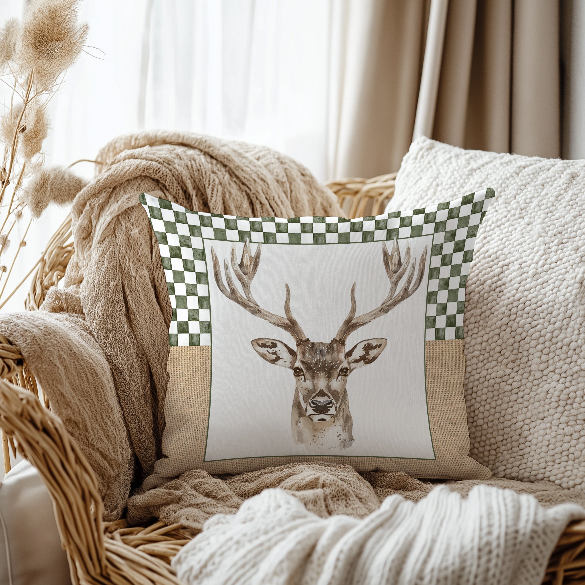 Evmila Yeni Yıl Desenli Kırlent Kılıfı