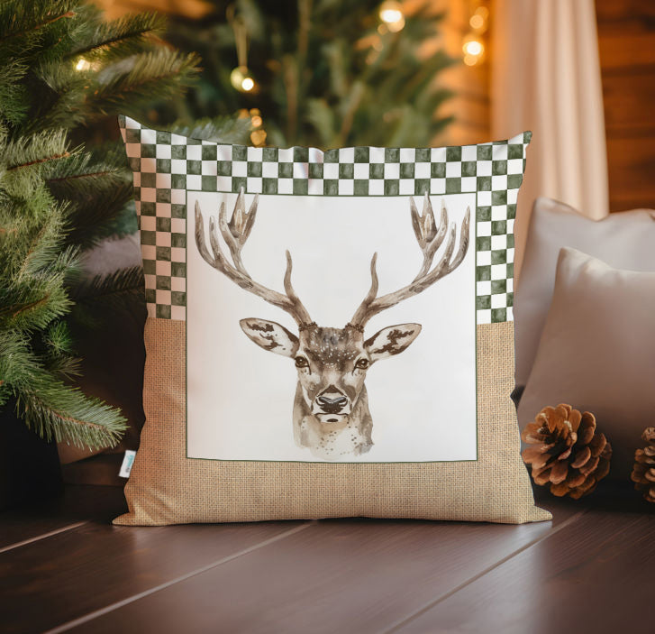 Evmila Yeni Yıl Desenli Kırlent Kılıfı