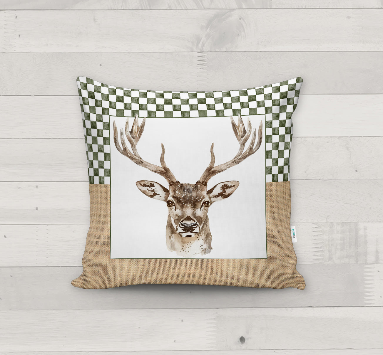 Evmila Yeni Yıl Desenli Kırlent Kılıfı