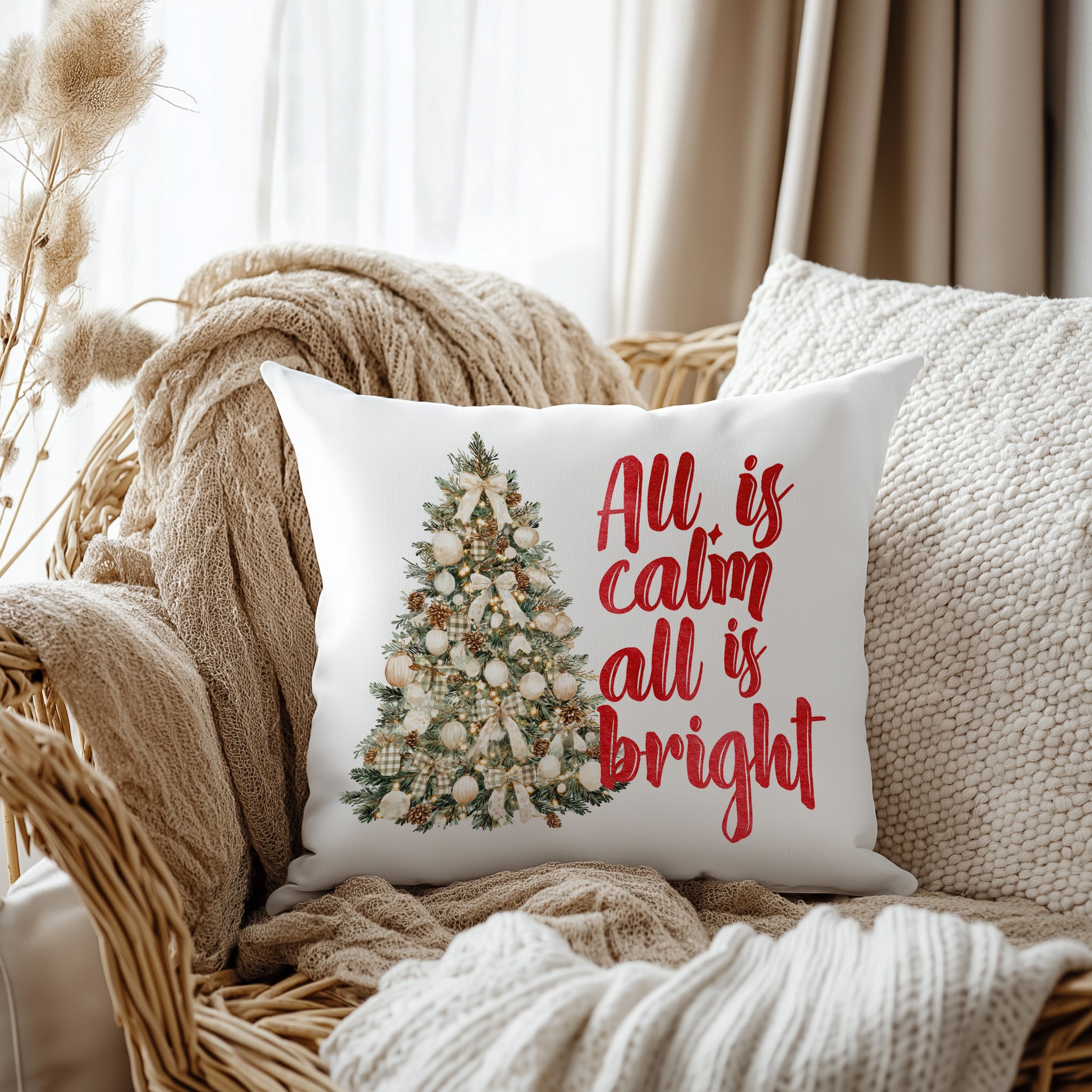 Evmila Yeni Yıl Desenli Kırlent Kılıfı