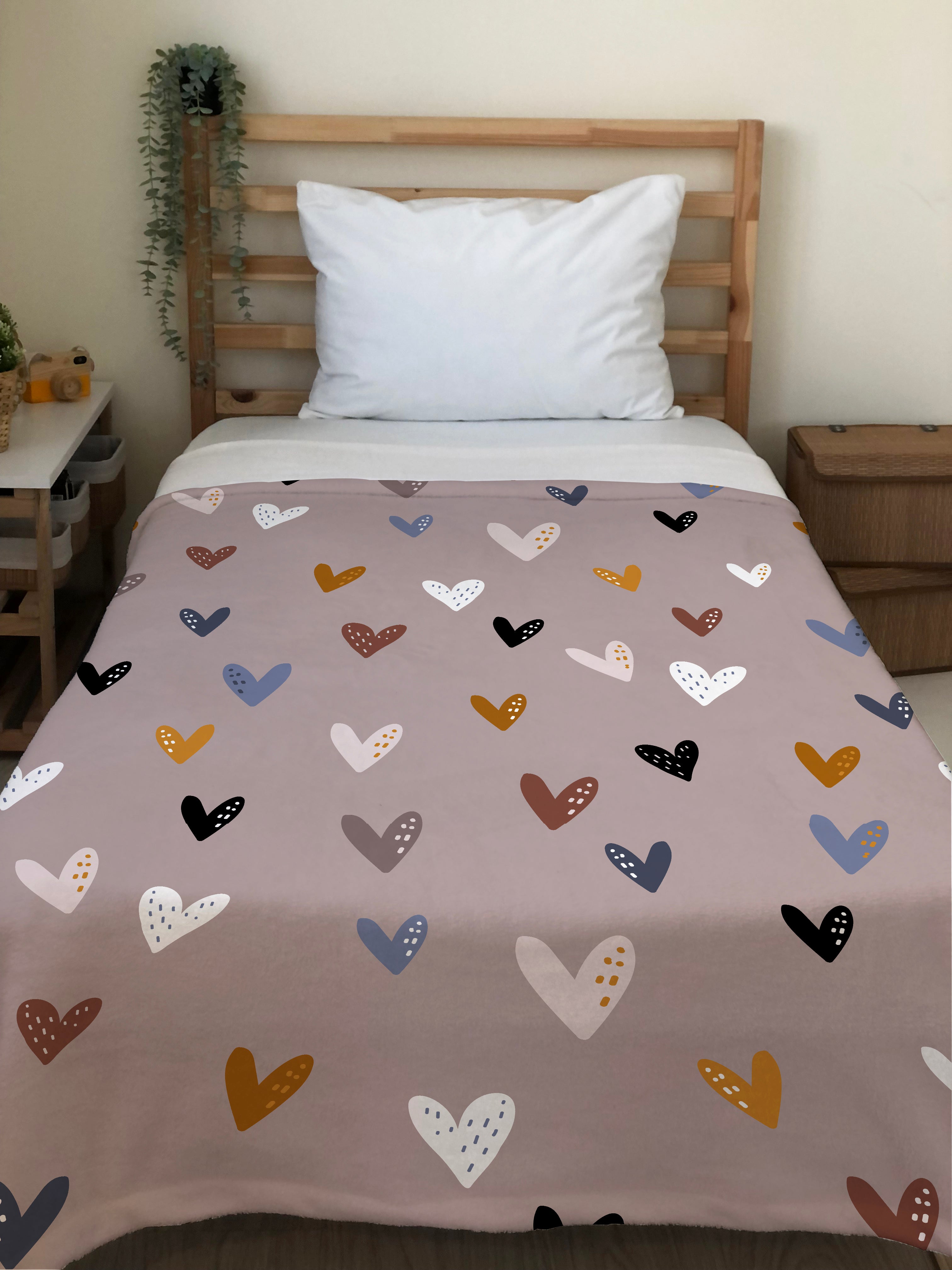 Evmila Minik Kalpler Desenli Tek Kişilik Battaniye