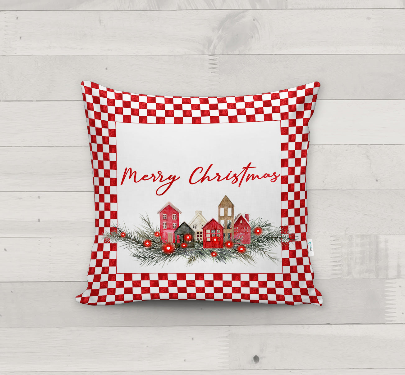 Evmila Yeni Yıl Desenli Kırlent Kılıfı