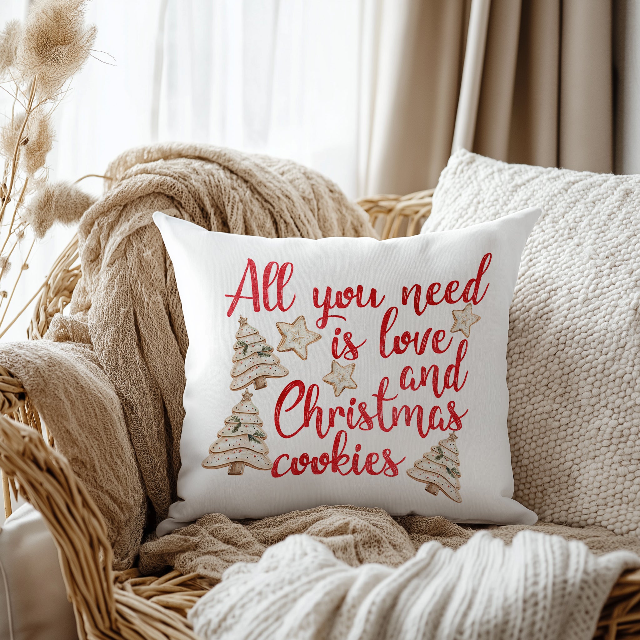 Evmila Yeni Yıl Desenli Kırlent Kılıfı