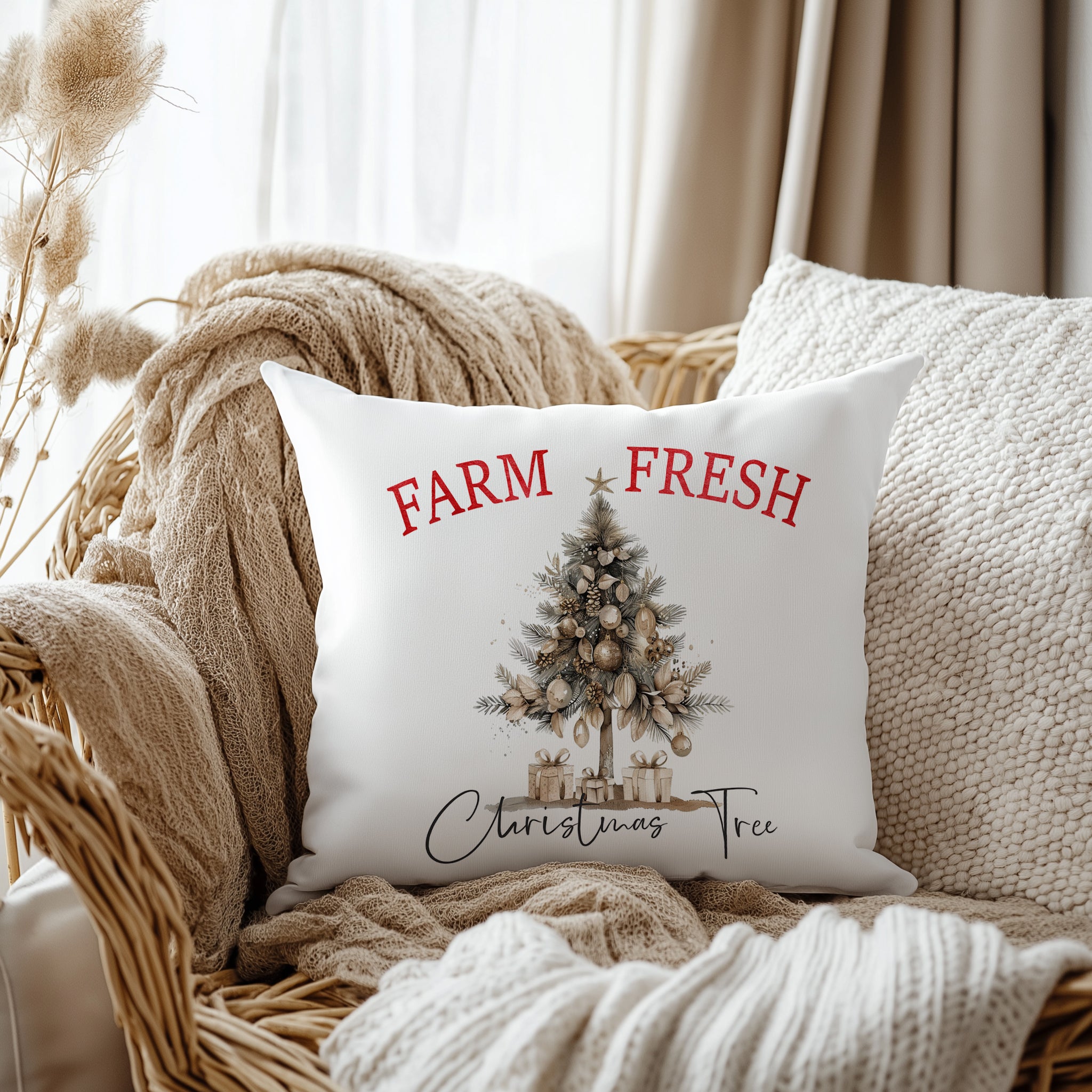 Evmila Yeni Yıl Desenli Kırlent Kılıfı