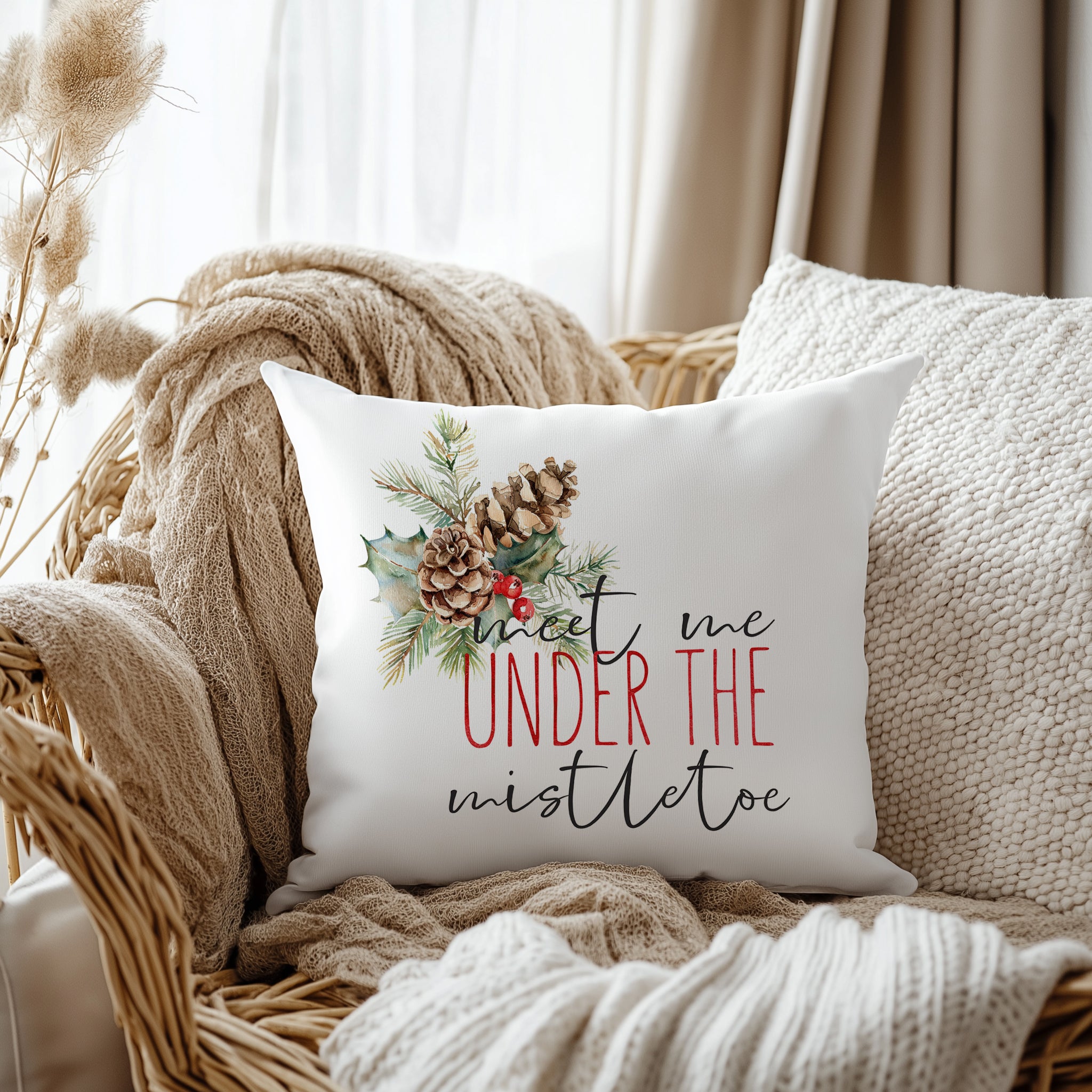 Evmila Yeni Yıl Desenli Kırlent Kılıfı