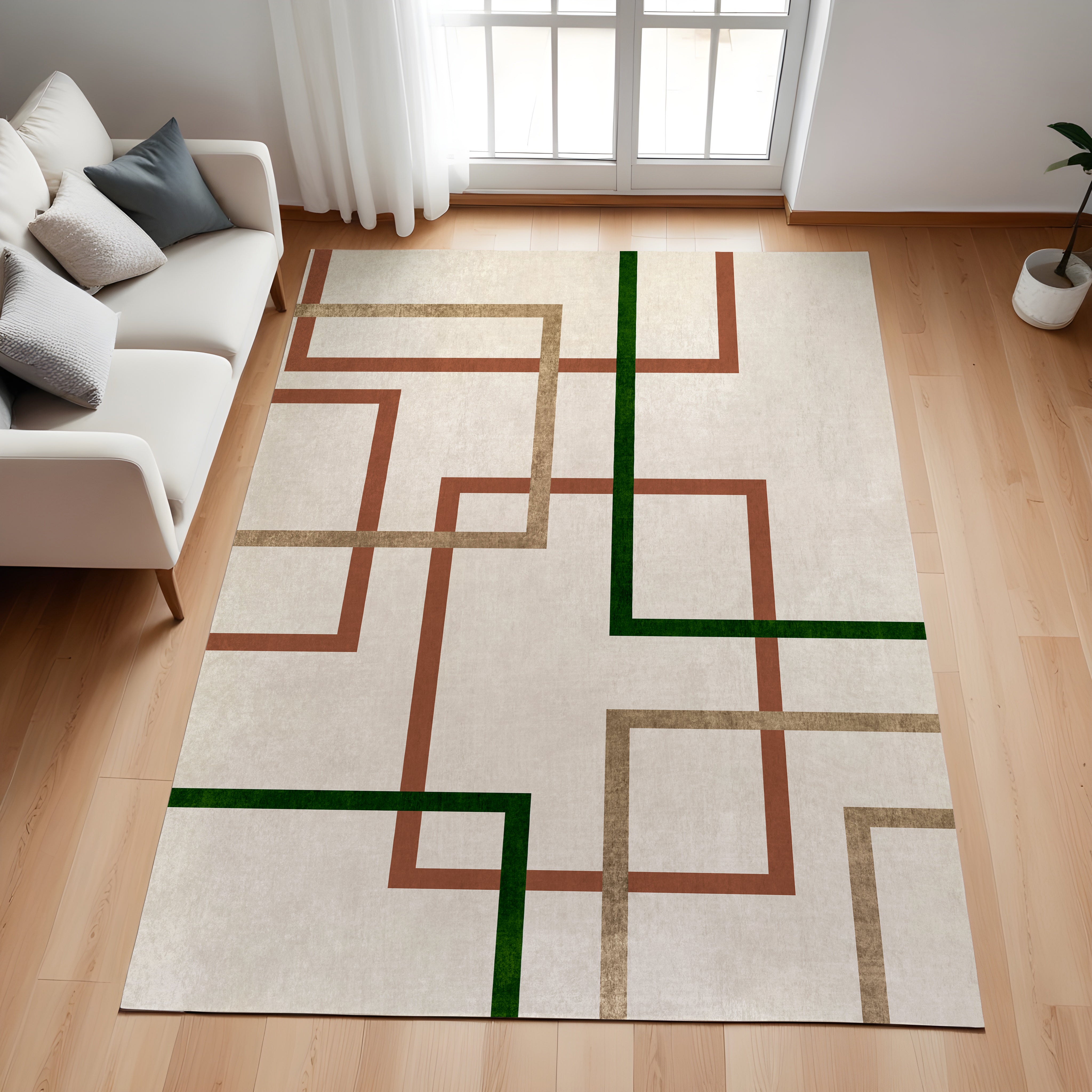 Evmila Geometrik Desenli Modern Halı