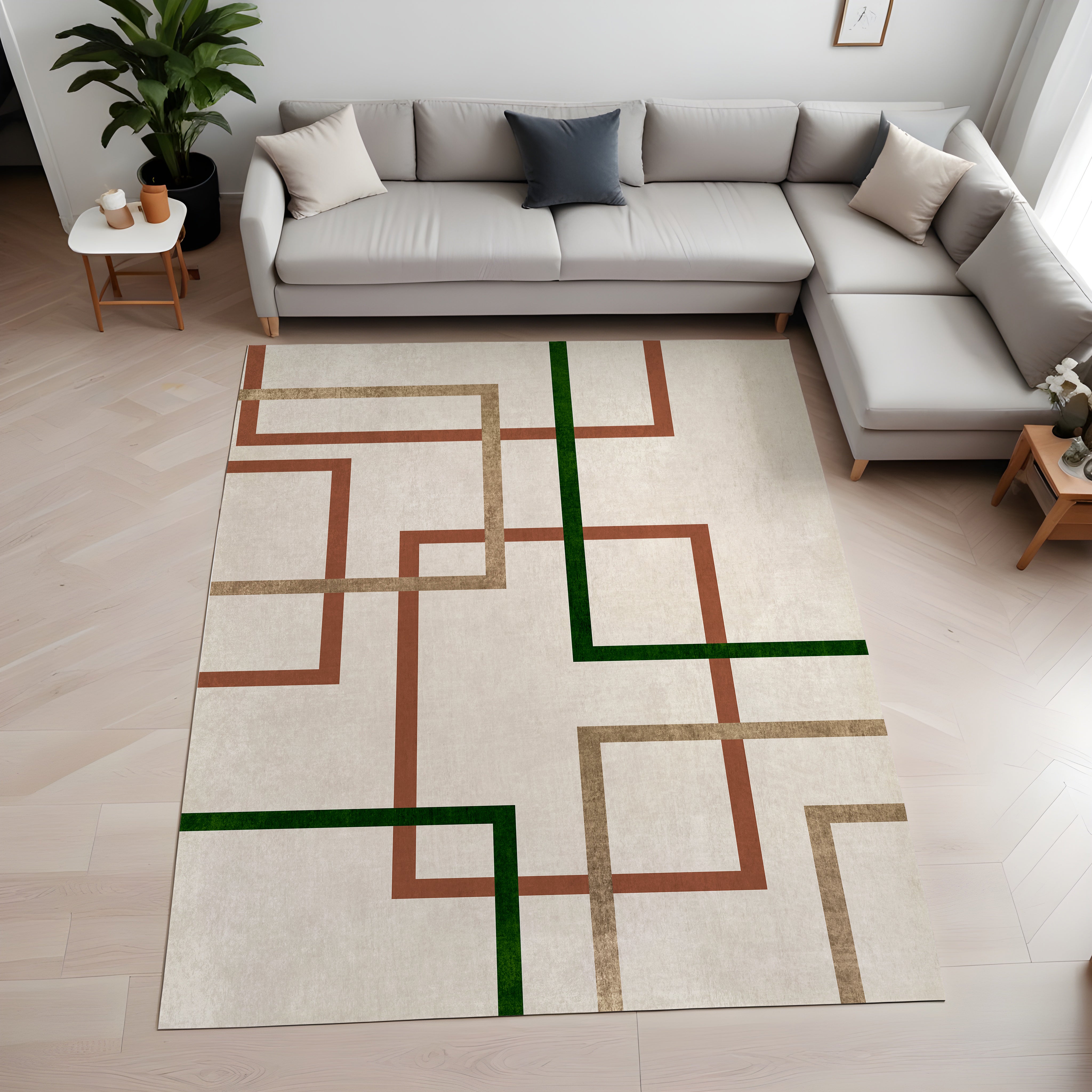 Evmila Geometrik Desenli Modern Halı