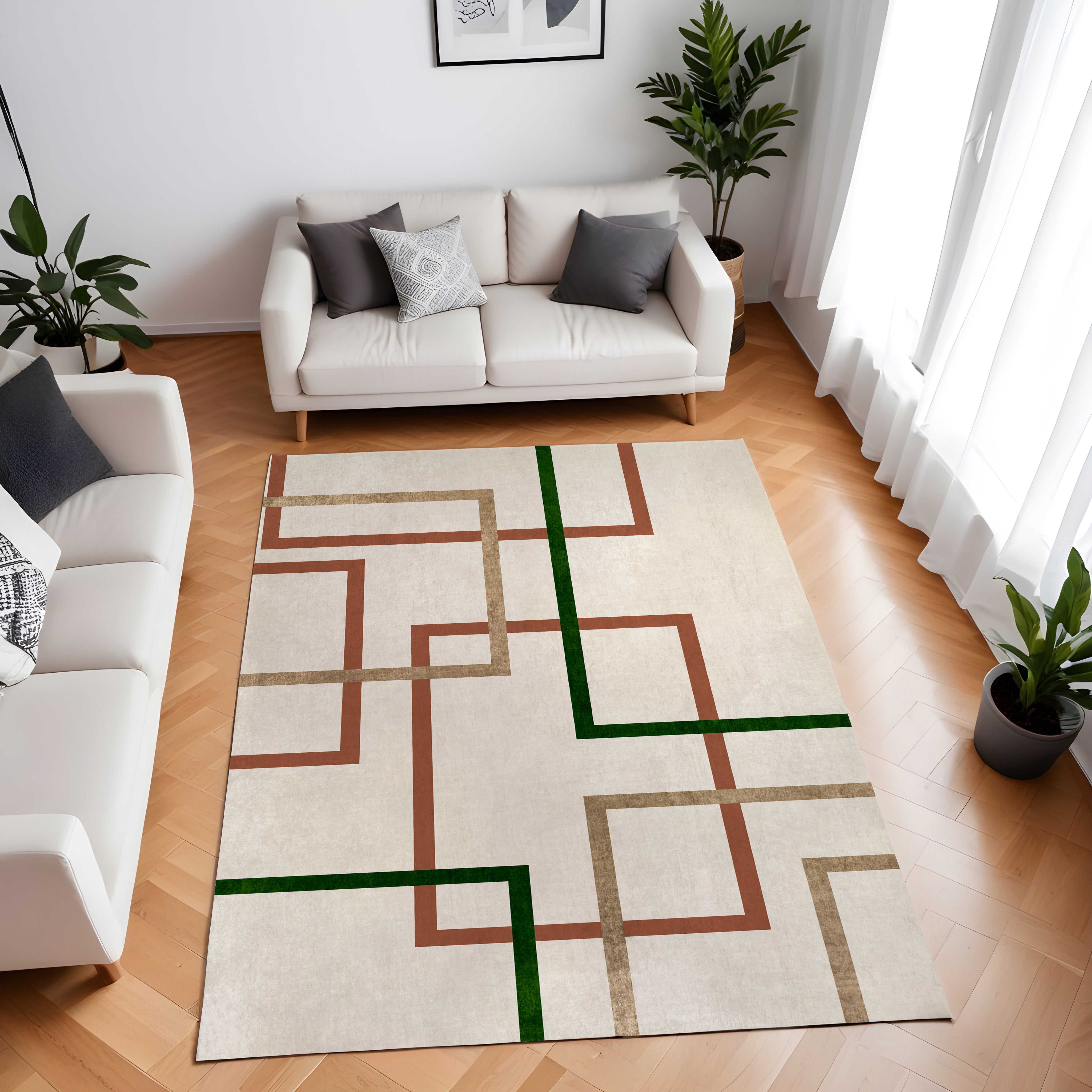 Evmila Geometrik Desenli Modern Halı