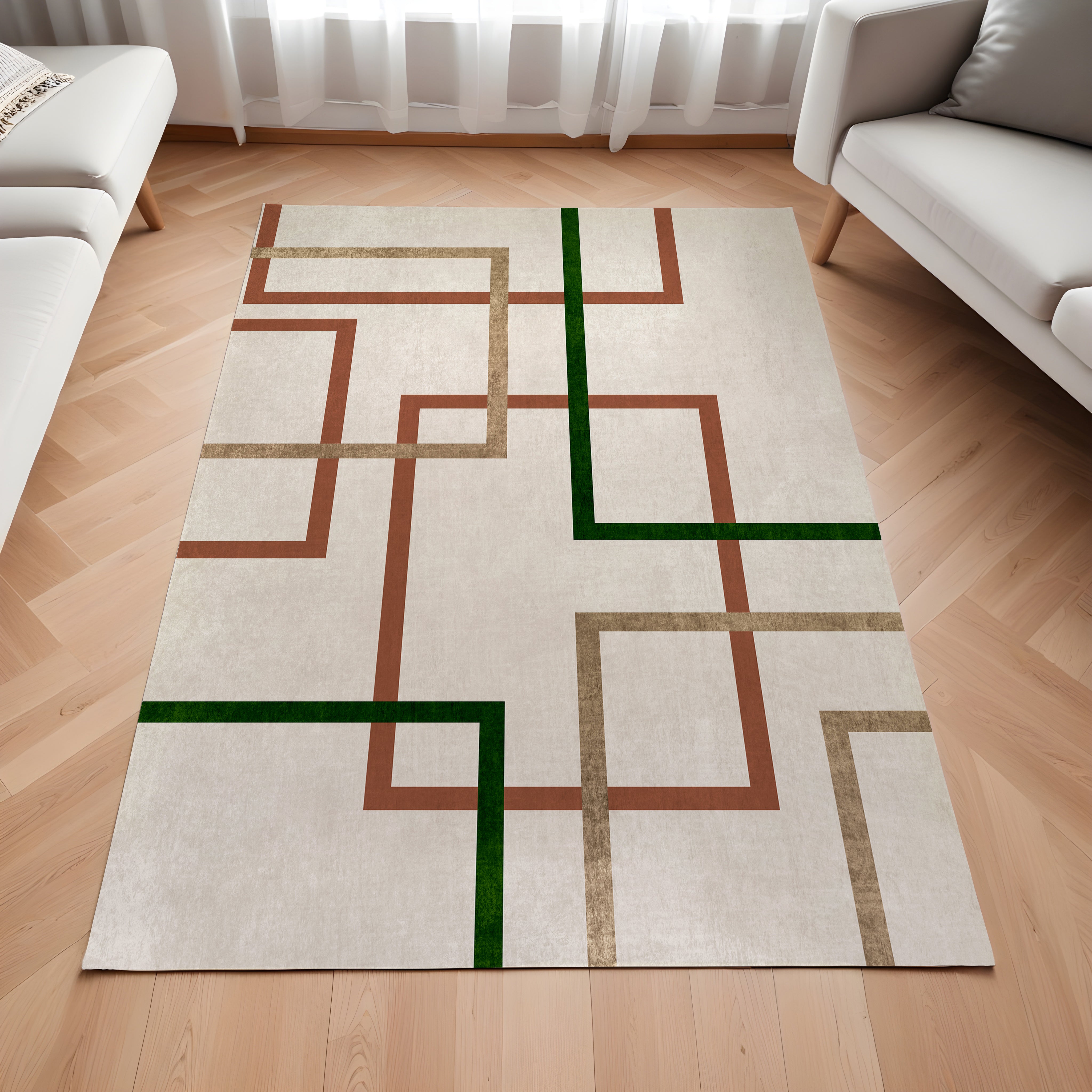 Evmila Geometrik Desenli Modern Halı