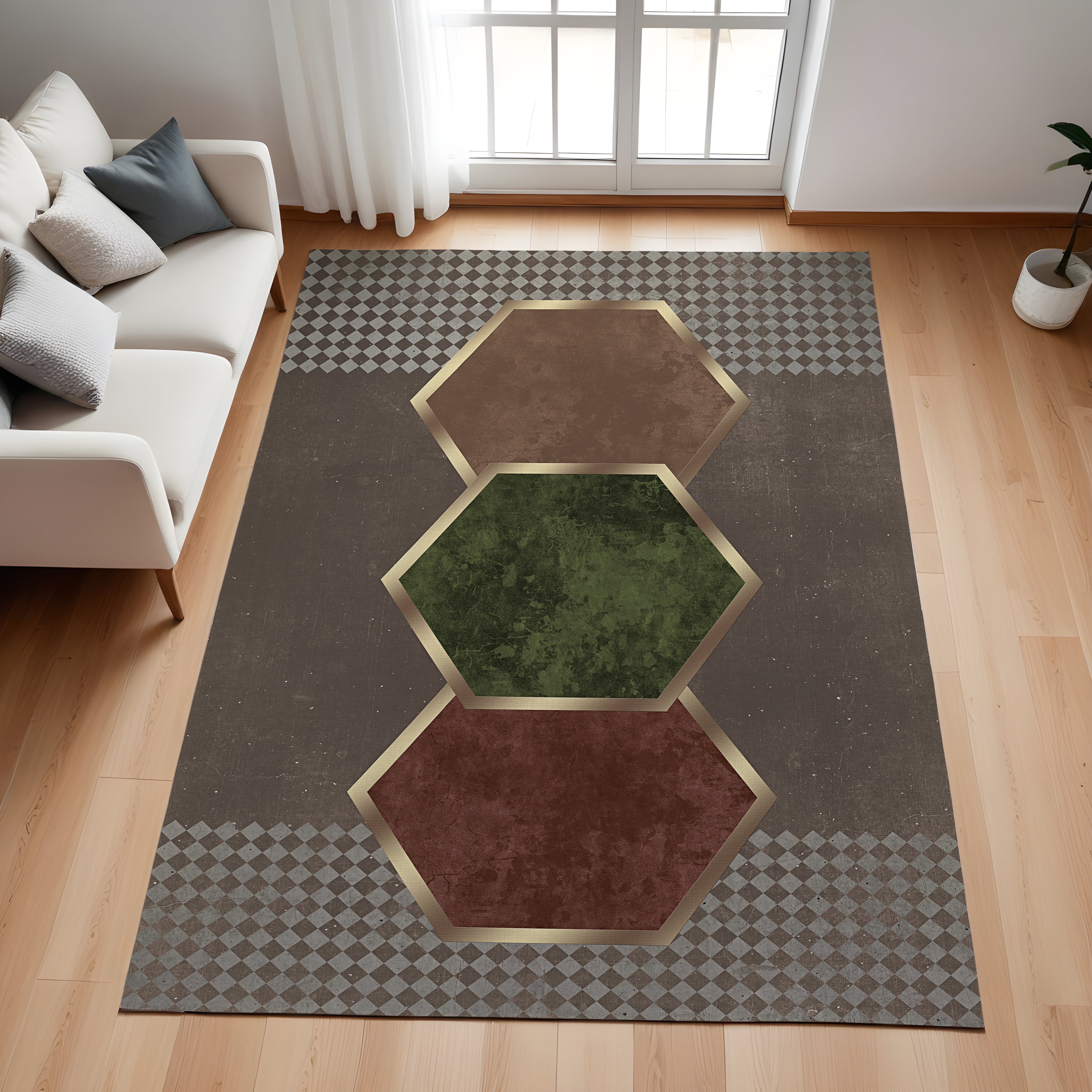 Evmila Geometrik Desenli Modern Halı