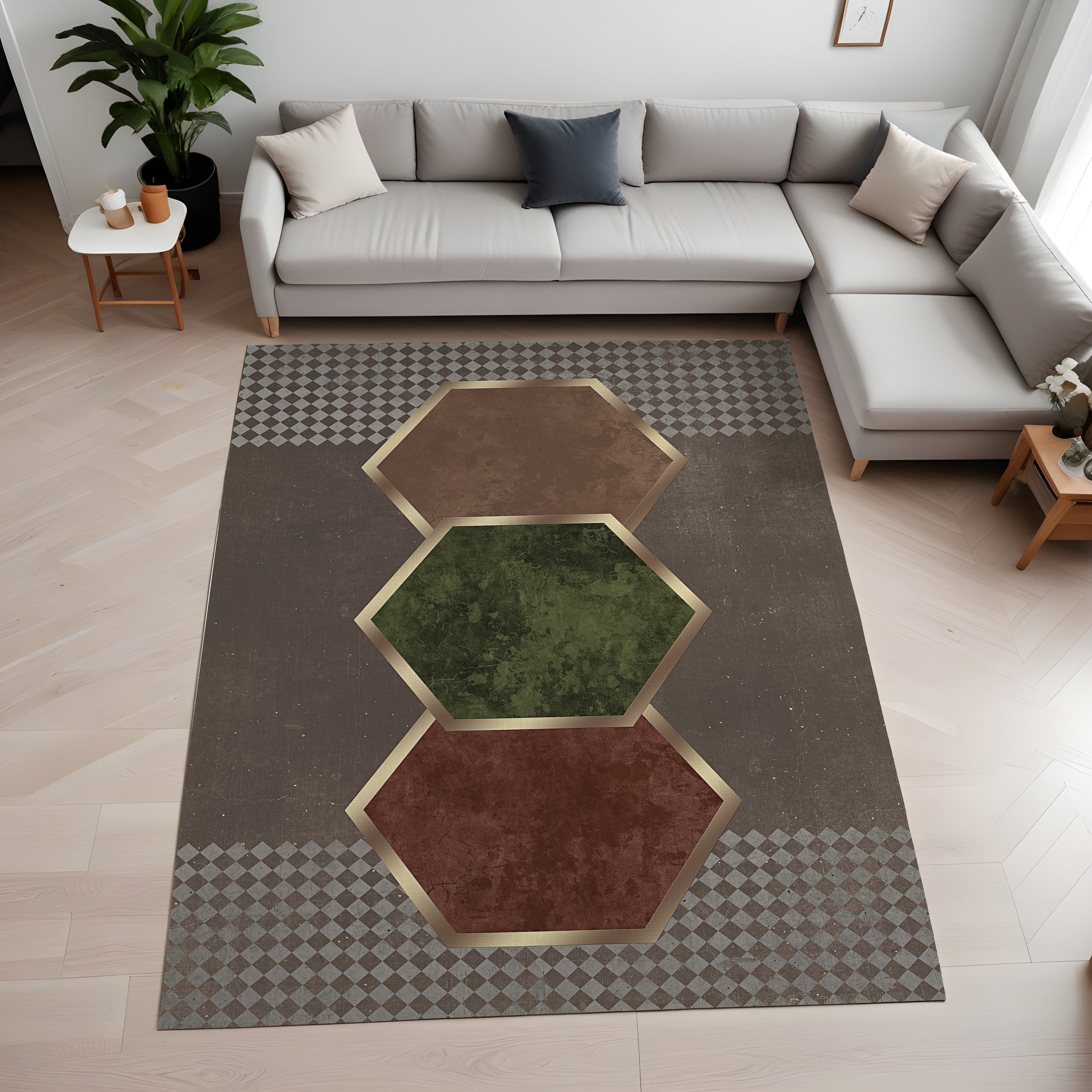 Evmila Geometrik Desenli Modern Halı