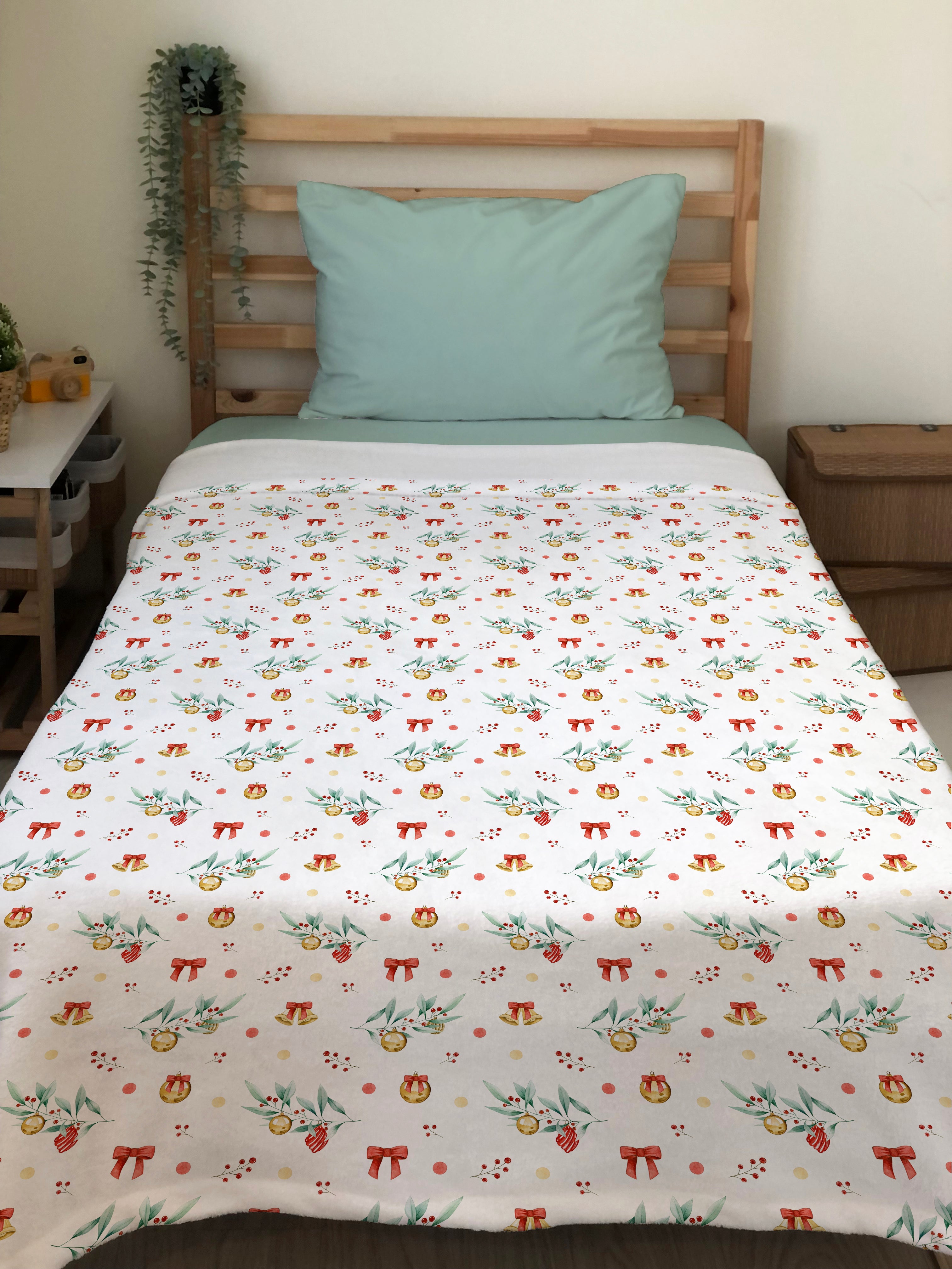 Evmila Yılbaşı Desenli Tek Kişilik Battaniye