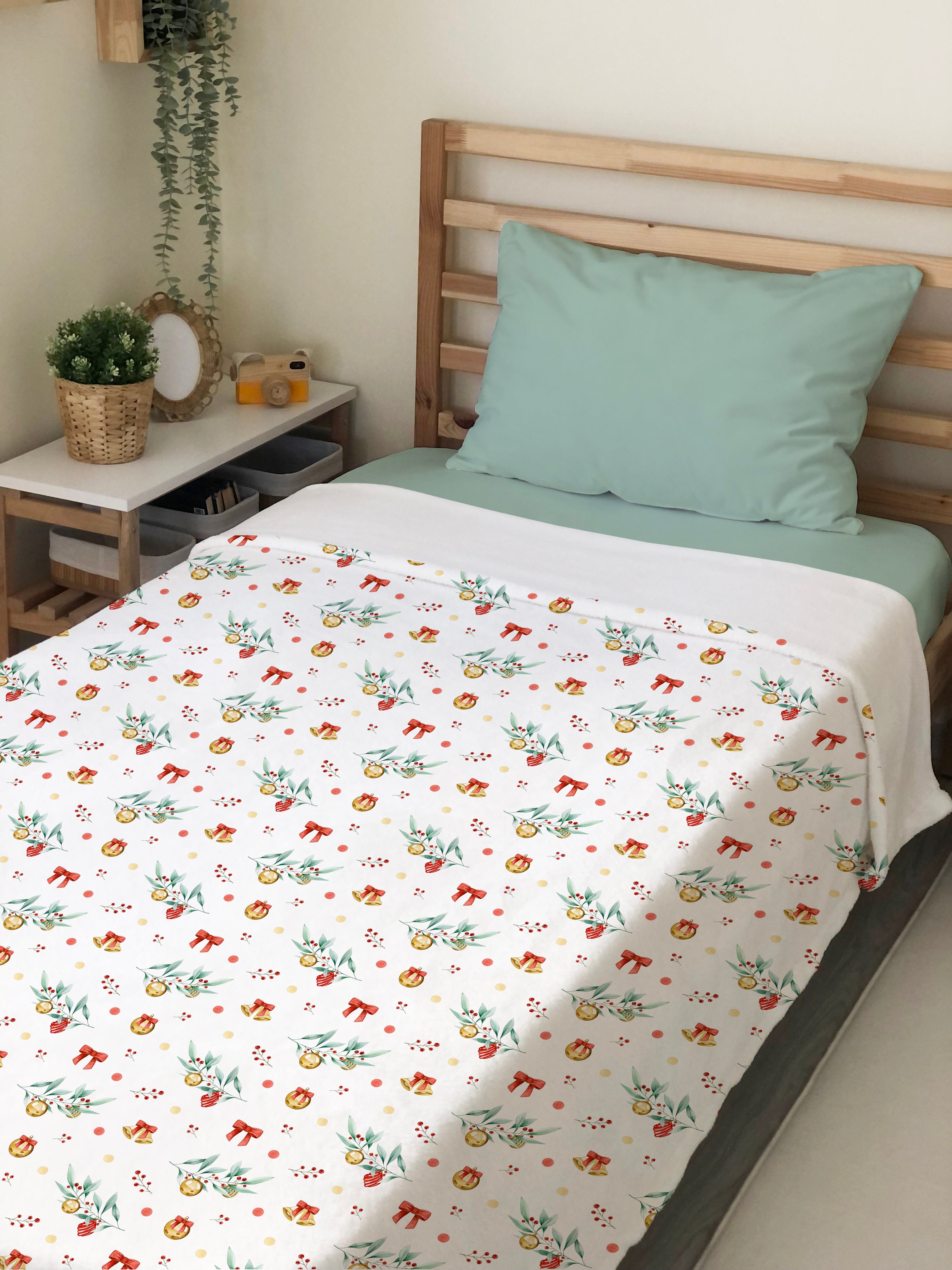 Evmila Yılbaşı Desenli Tek Kişilik Battaniye