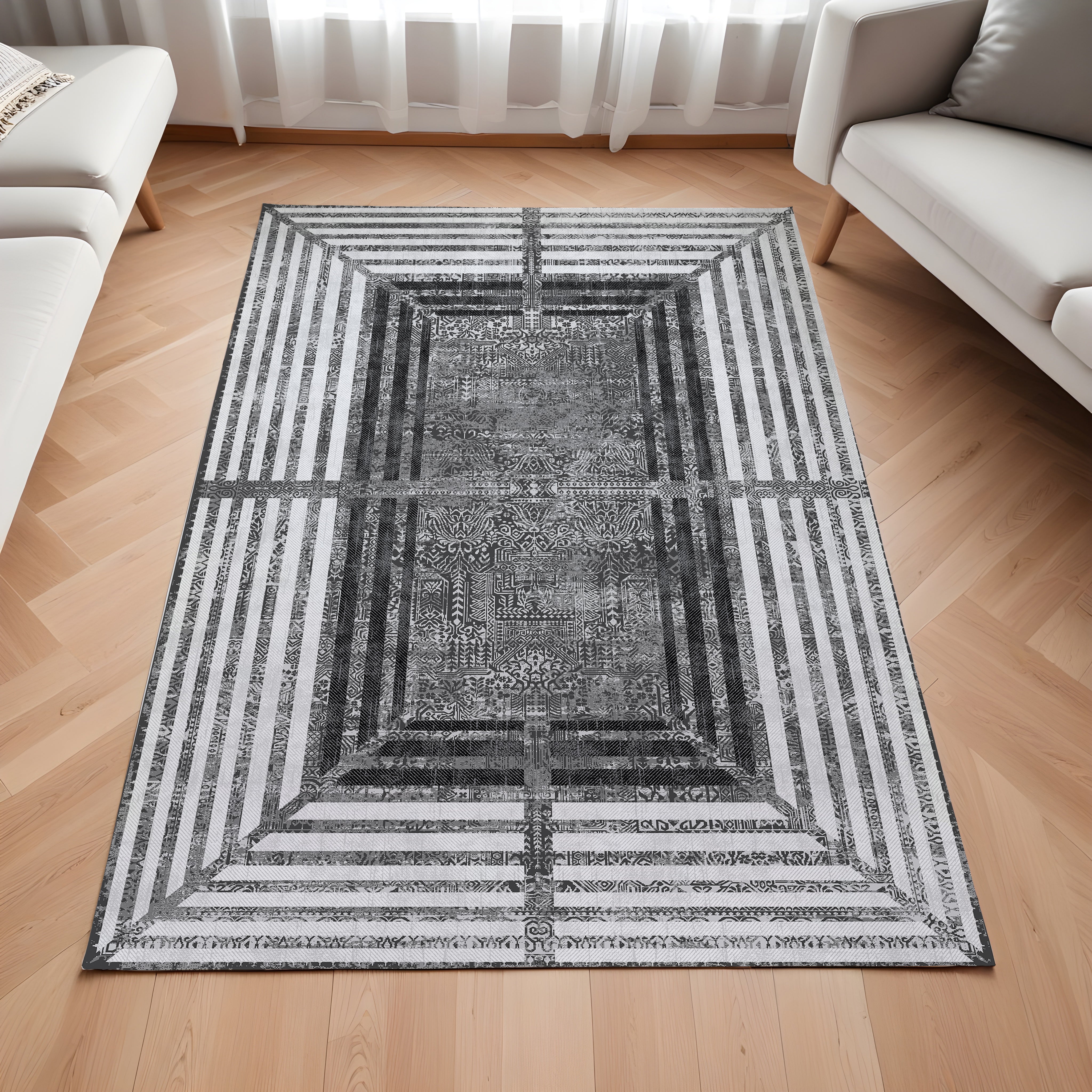 Evmila Bordür Desenli Modern Halı