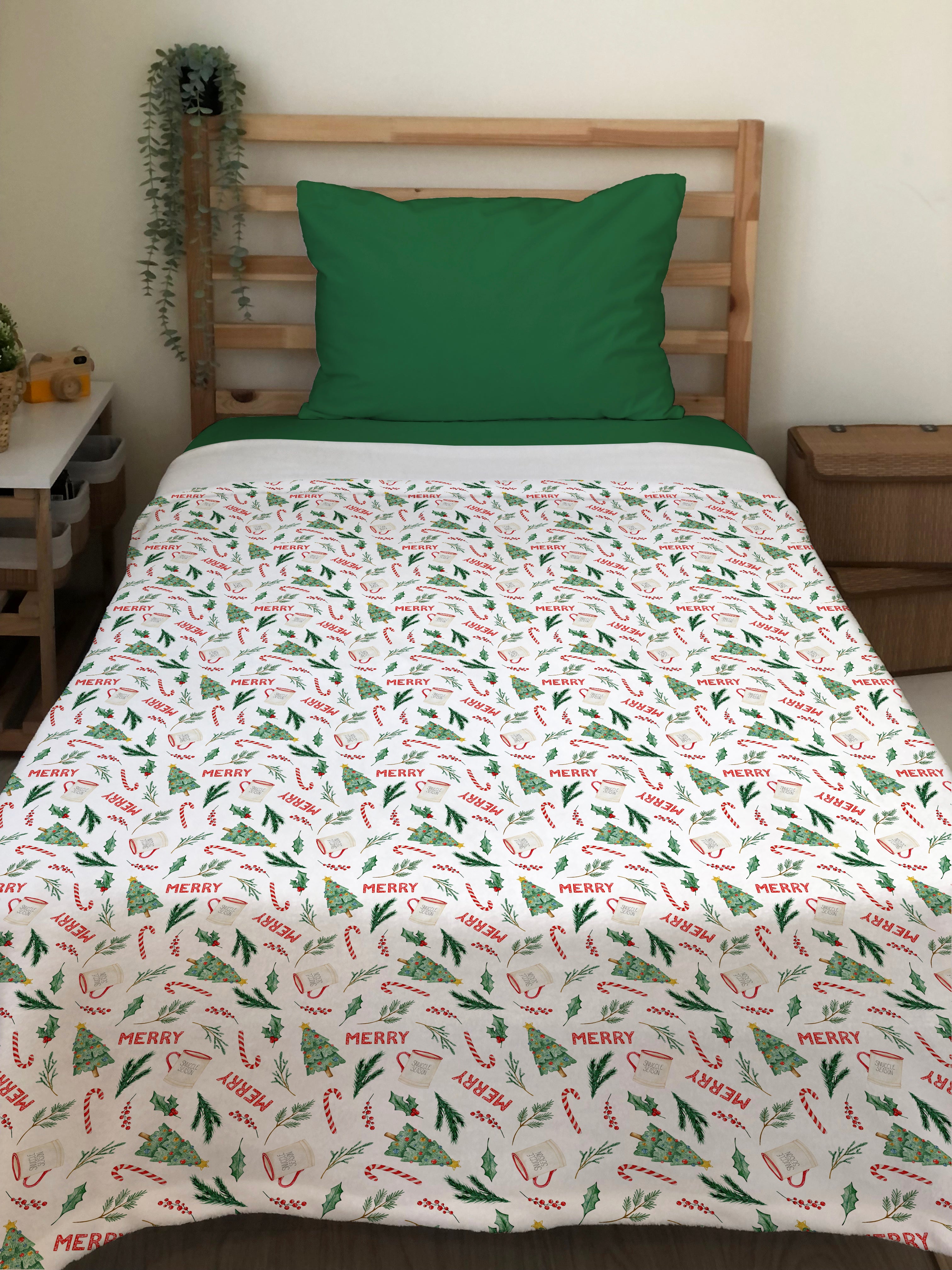 Evmila Yılbaşı Desenli Tek Kişilik Battaniye