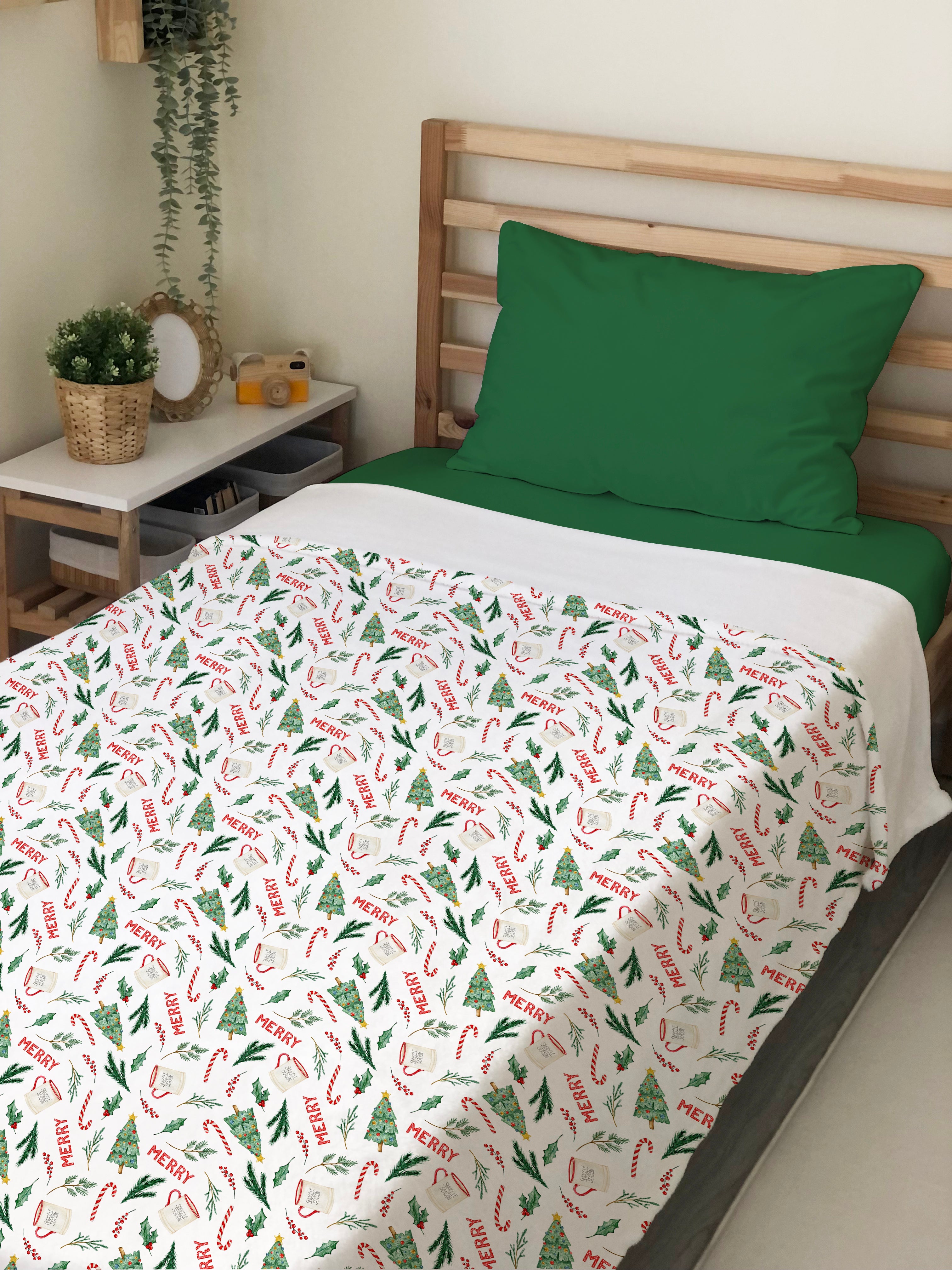 Evmila Yılbaşı Desenli Tek Kişilik Battaniye