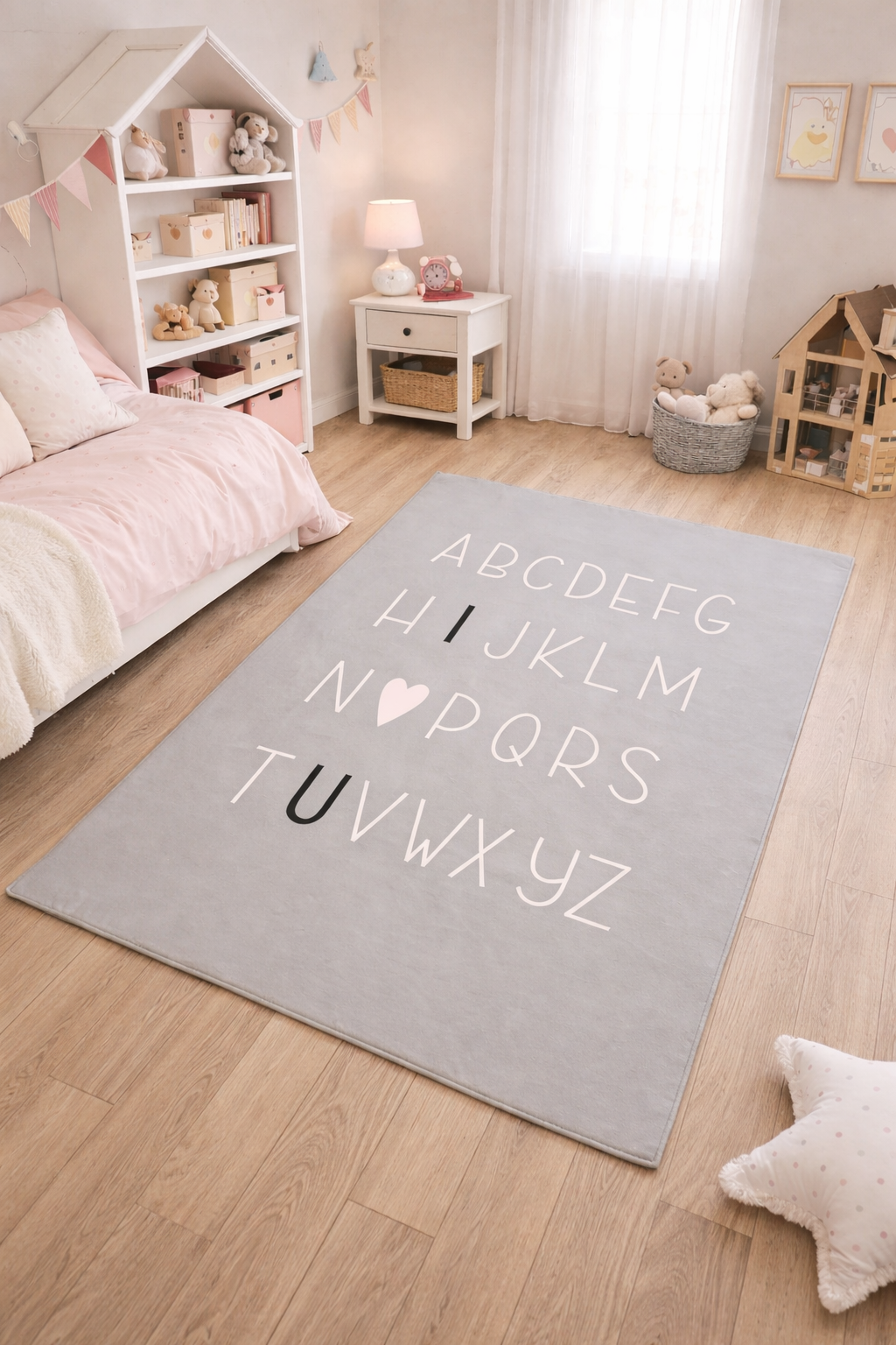 Evmila Sevimli Alfabe Desenli Çocuk Halısı