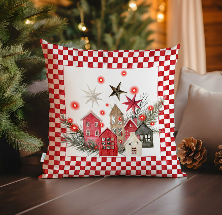 Evmila Yeni Yıl Desenli Kırlent Kılıfı