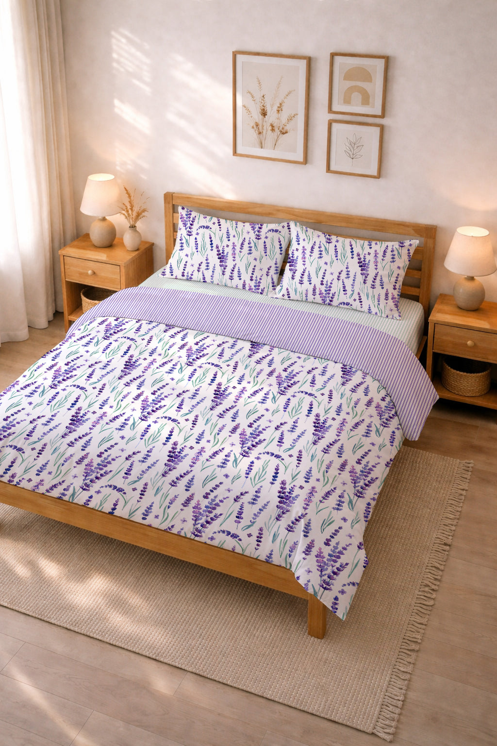 Evmila Lavanta Desenli Nevresim Takımı