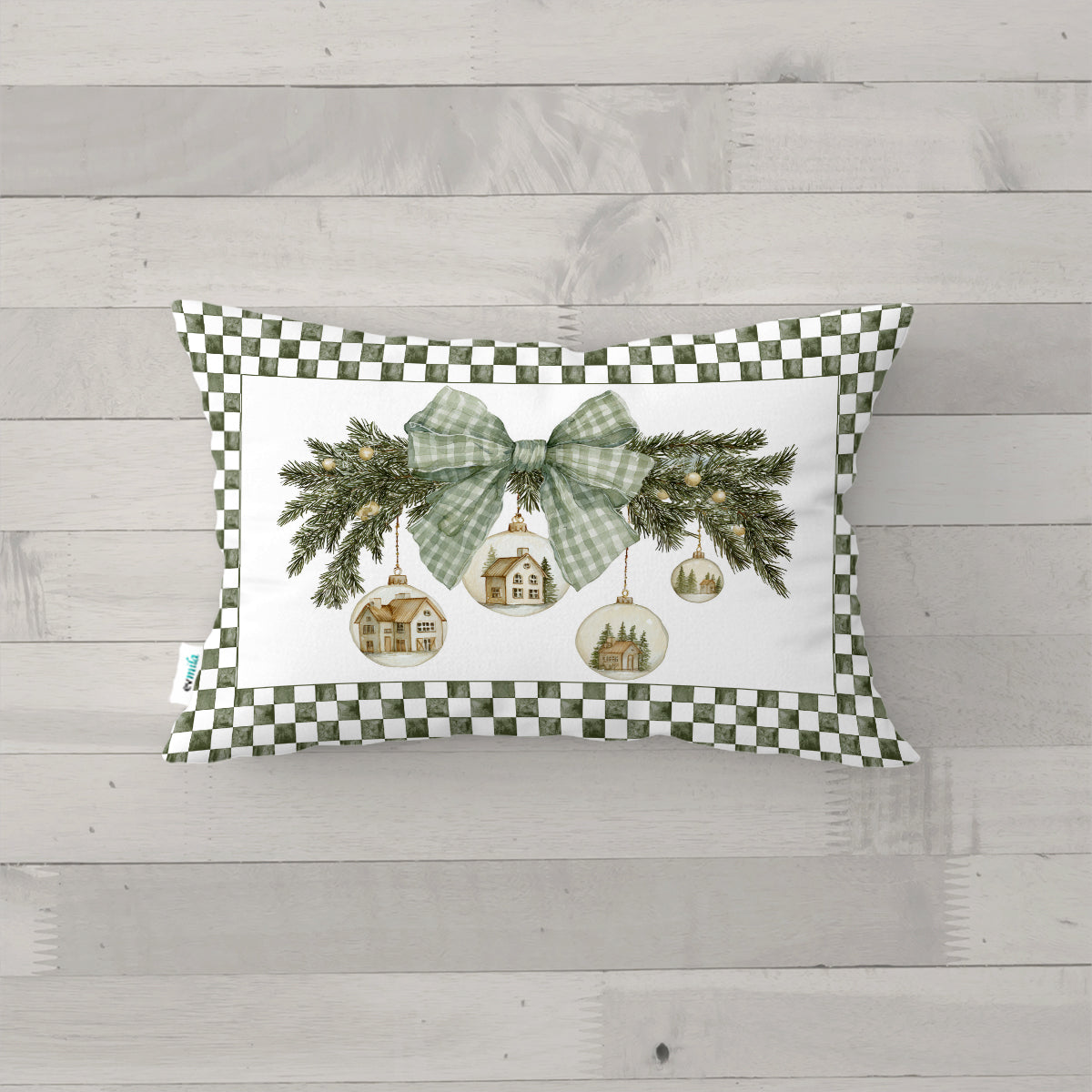 Evmila Yeni Yıl Desenli Kırlent Kılıfı