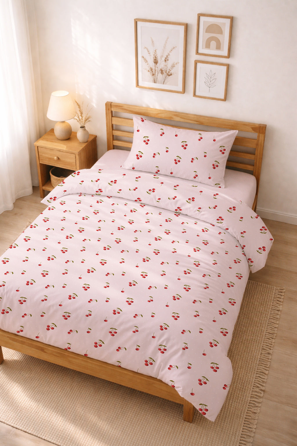 Evmila Kiraz Desenli Nevresim Takımı