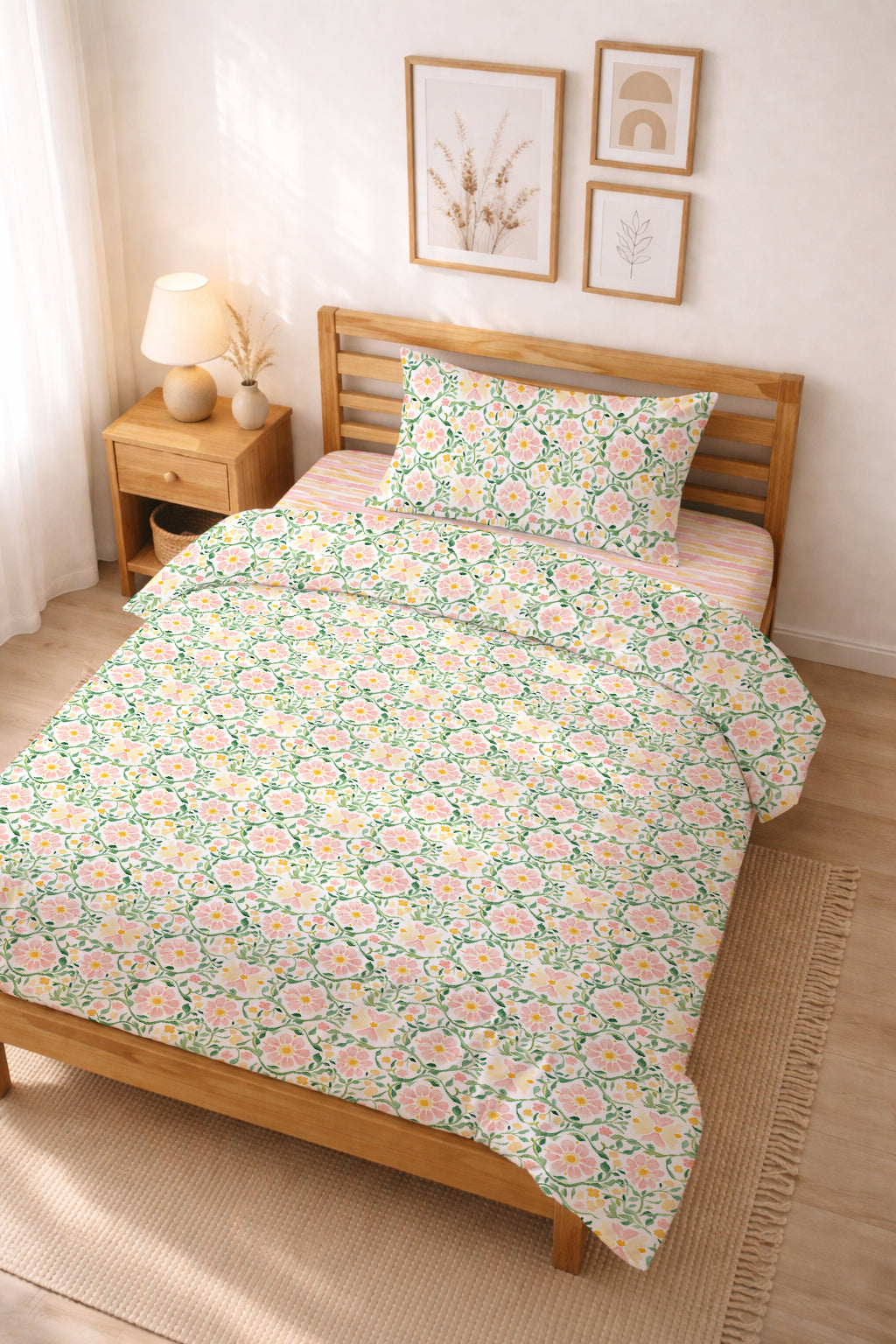 Evmila Çiçek Desenli Nevresim Takımı