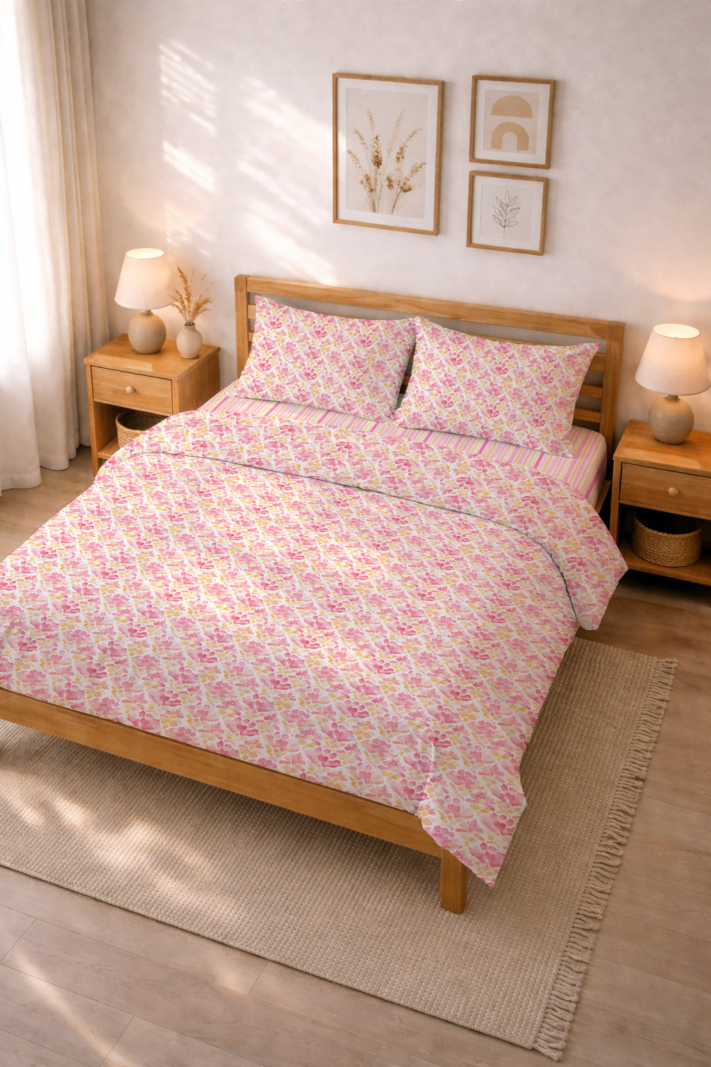 Evmila Bahar Çiçekleri Desenli Nevresim Takımı