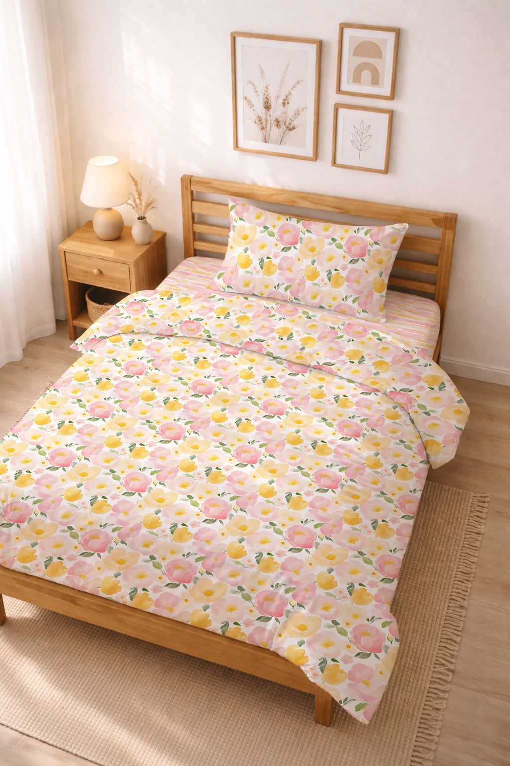 Evmila Çiçek Desenli Nevresim Takımı