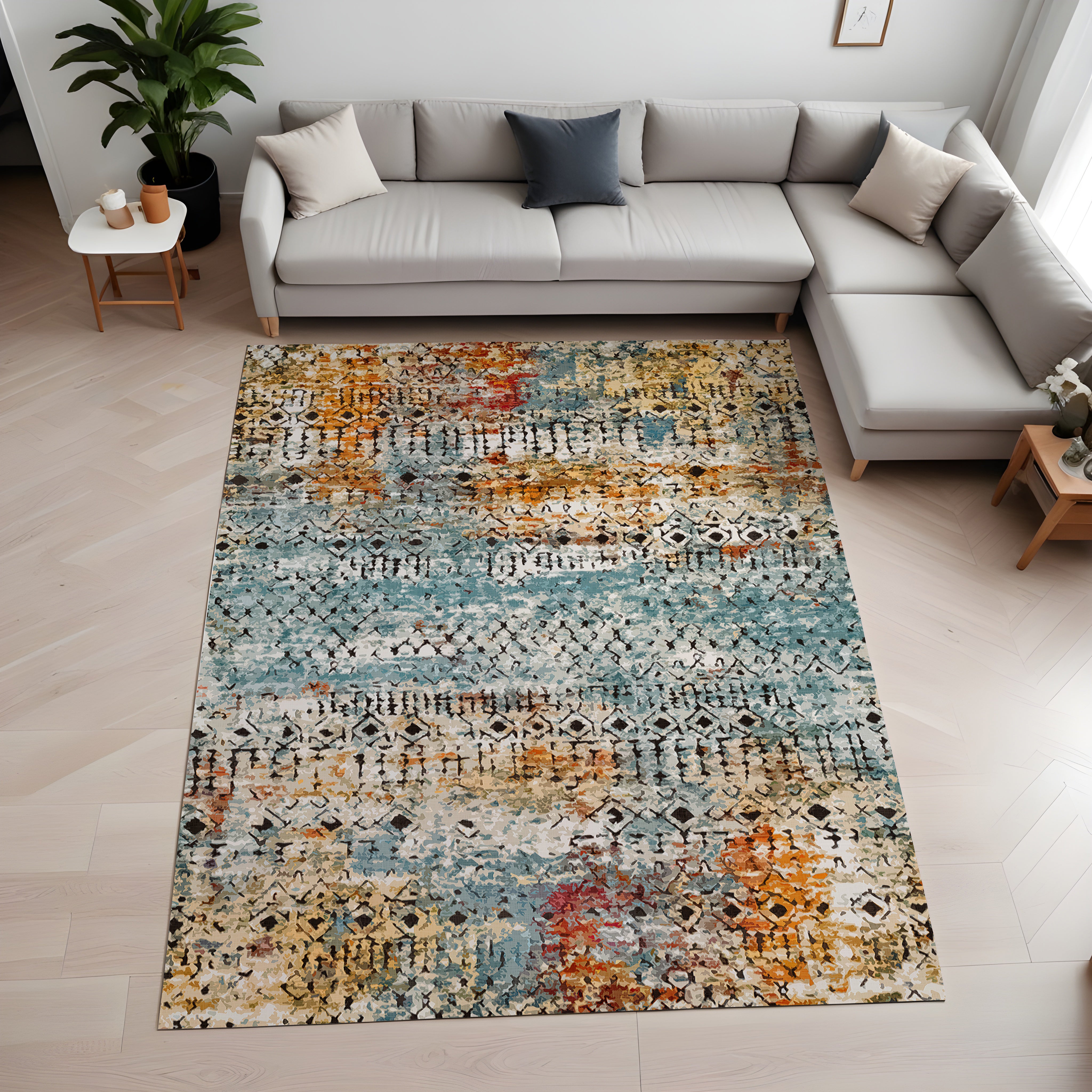 Evmila Etnik Desenli Modern Halı