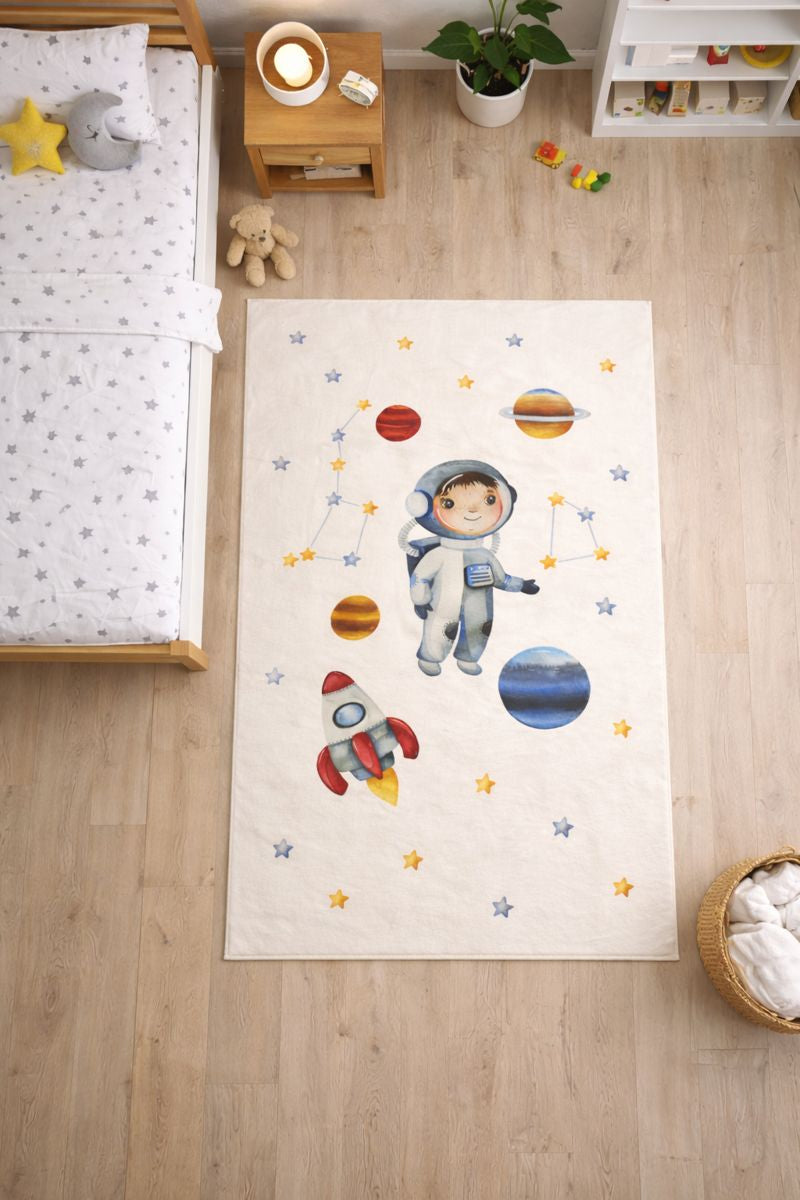 Evmila Astronot Desenli Çocuk Halısı