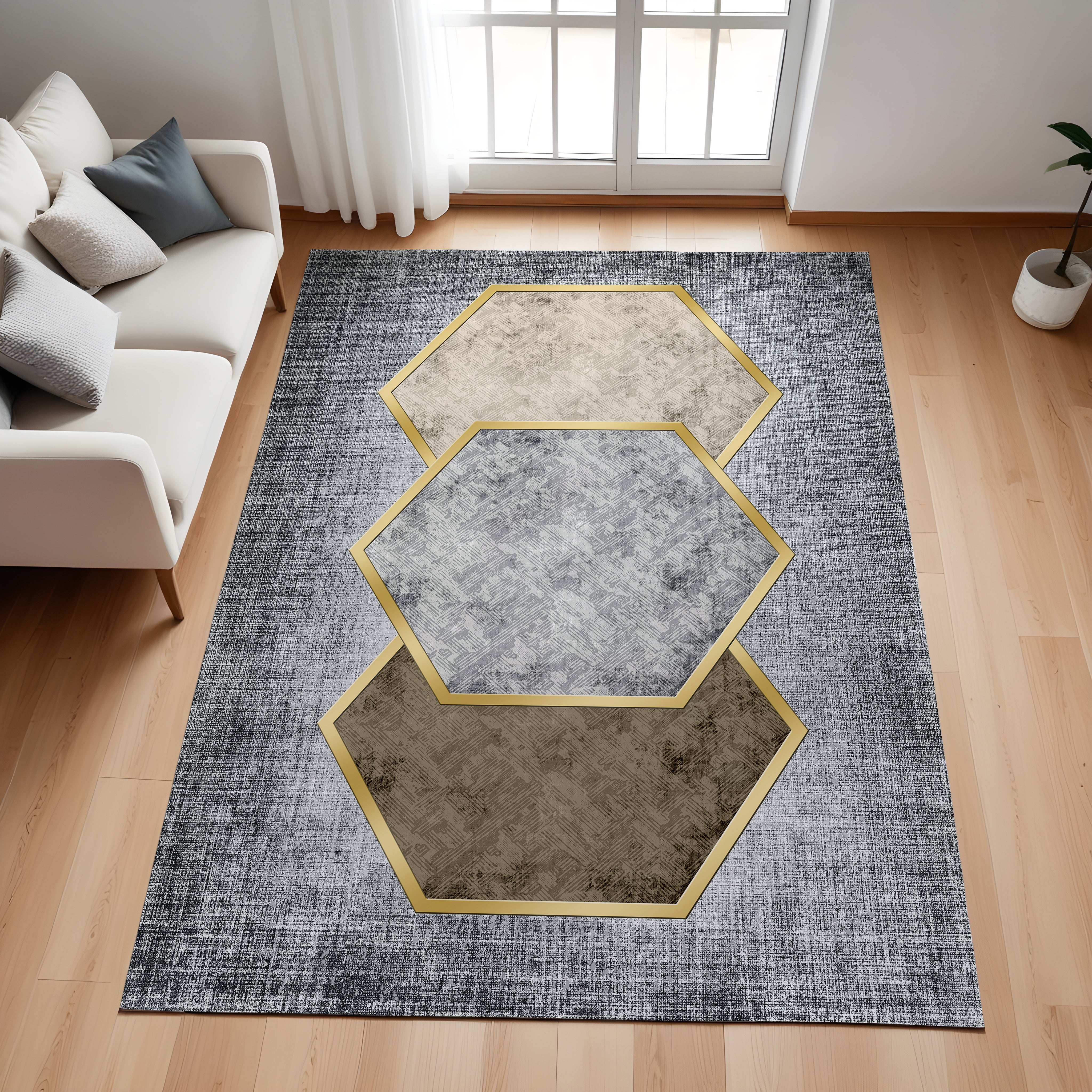 Evmila Geometrik Desenli Modern Halı