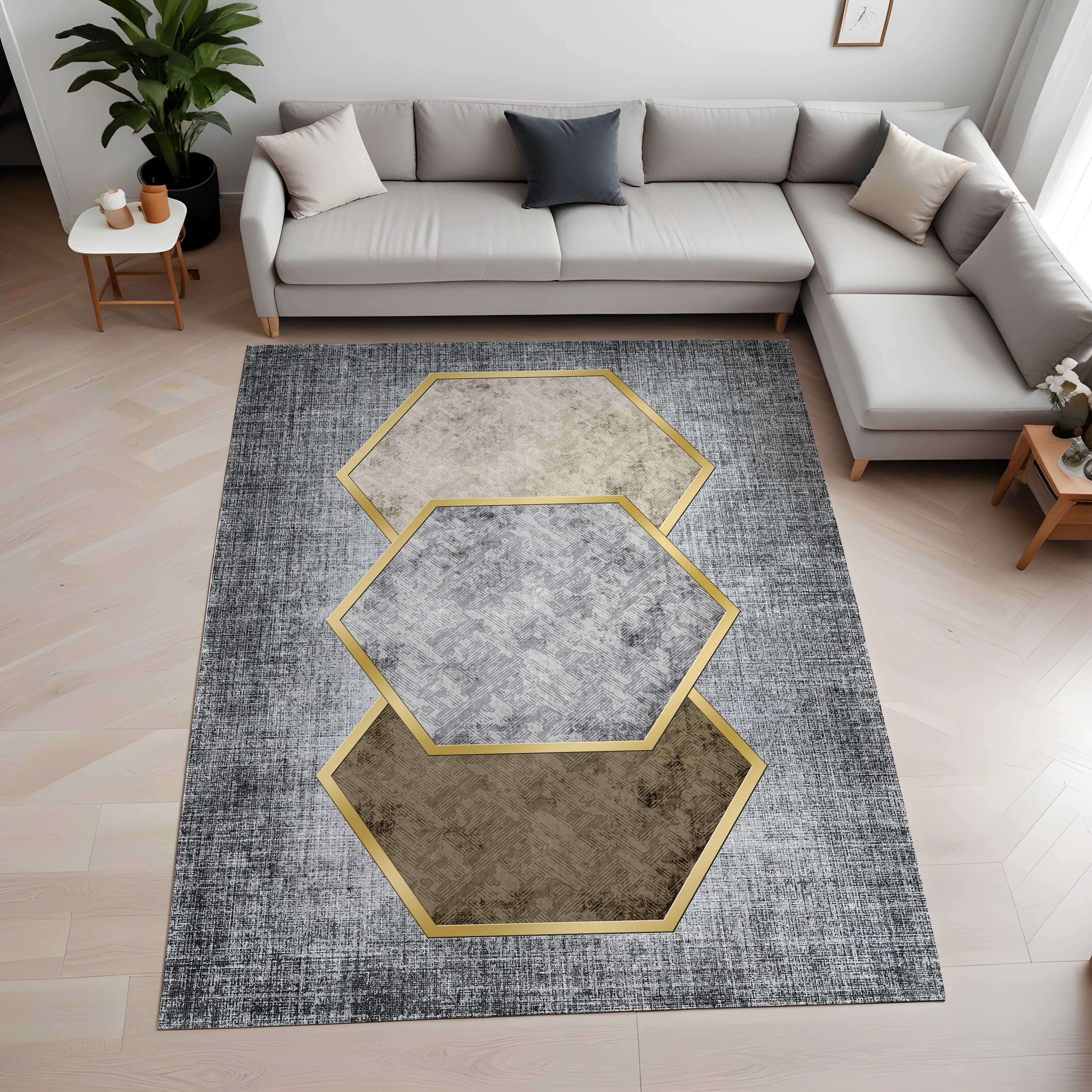 Evmila Geometrik Desenli Modern Halı
