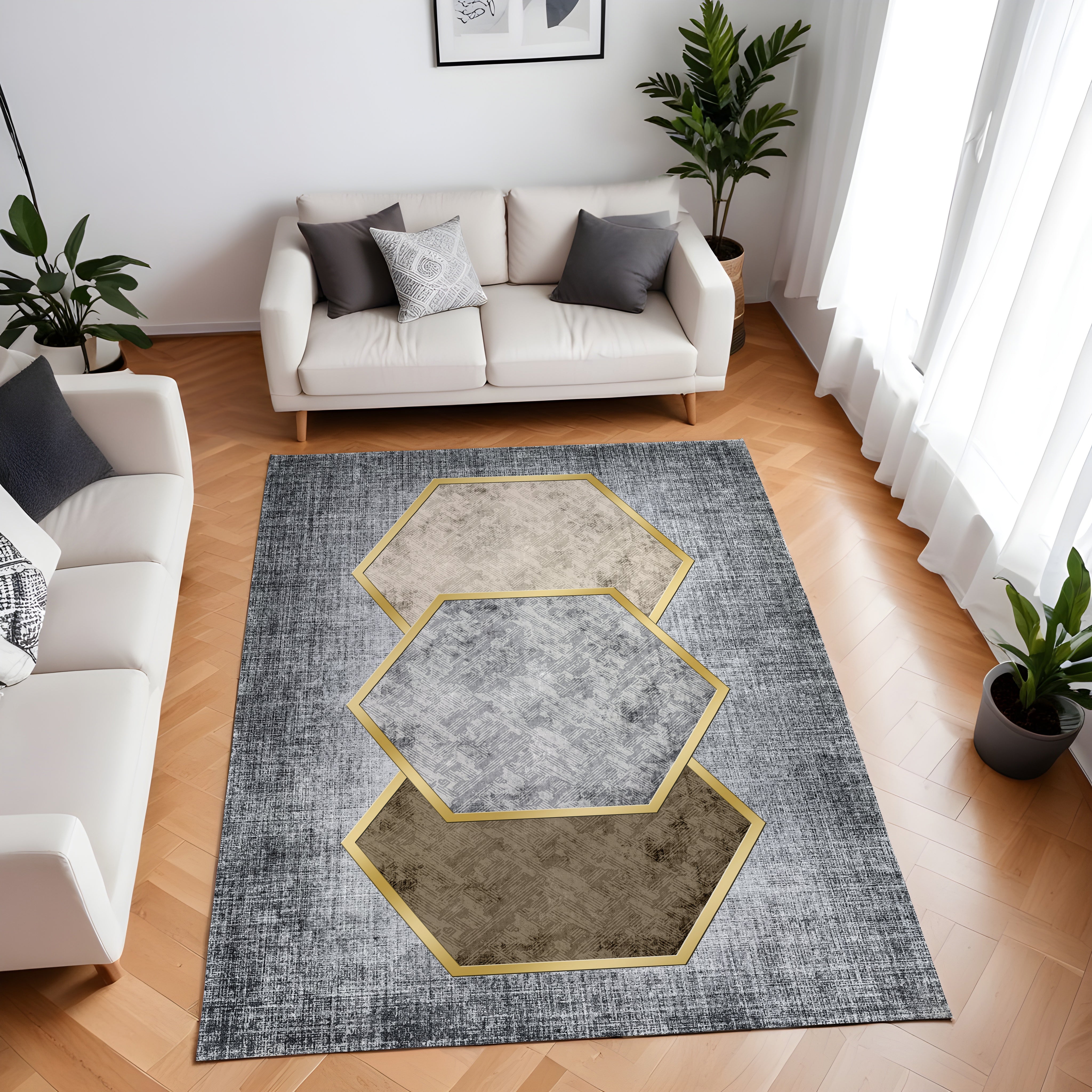 Evmila Geometrik Desenli Modern Halı