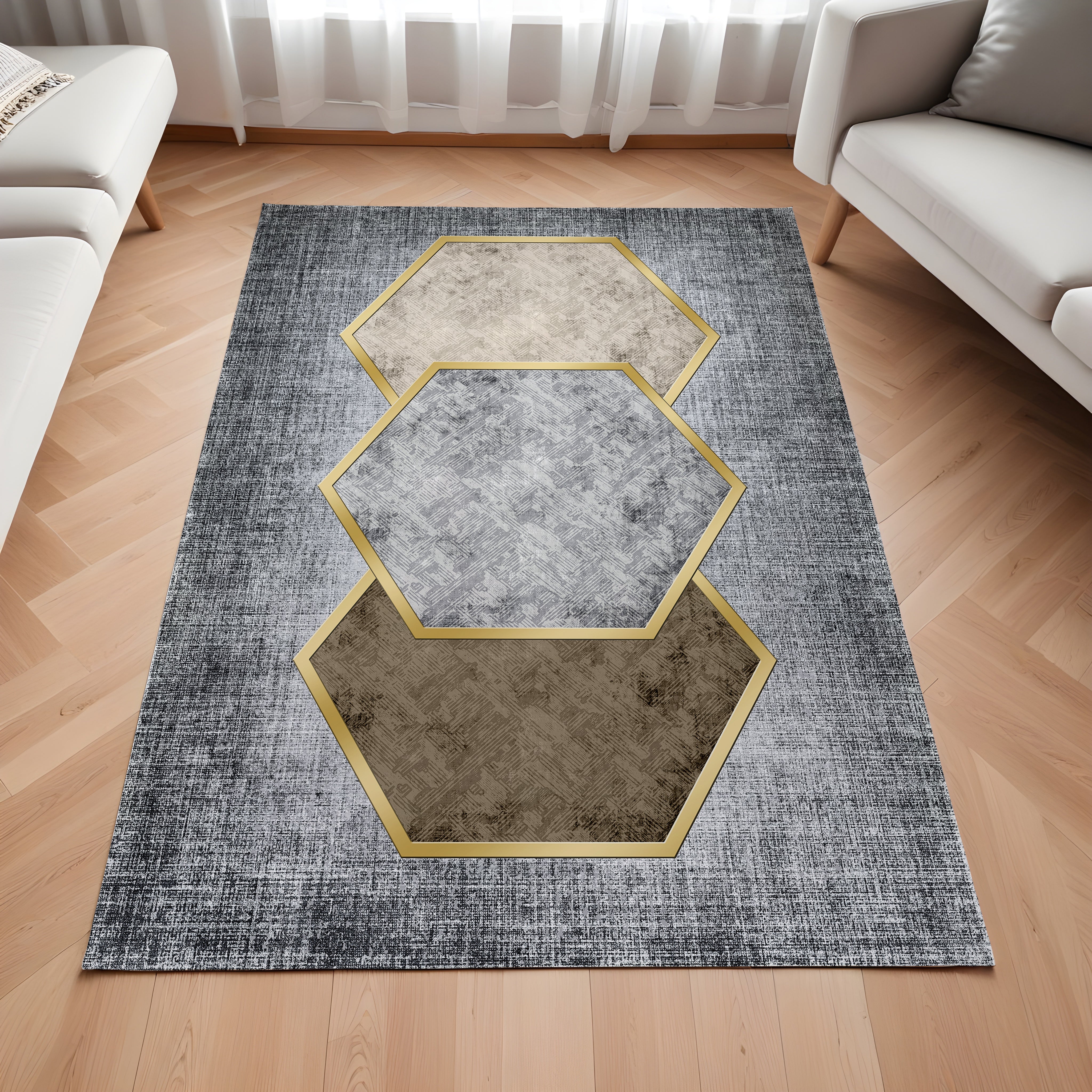 Evmila Geometrik Desenli Modern Halı