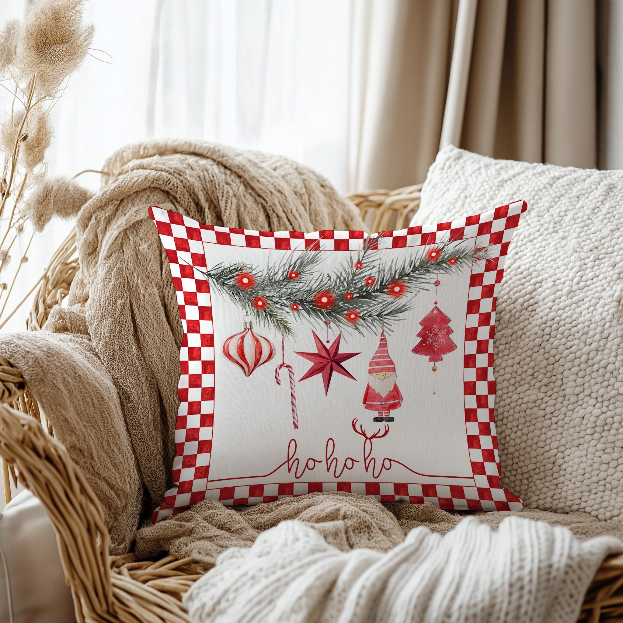 Evmila Yeni Yıl Desenli Kırlent Kılıfı