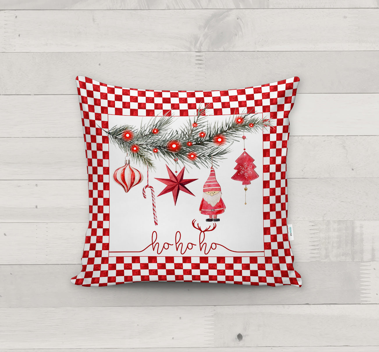 Evmila Yeni Yıl Desenli Kırlent Kılıfı