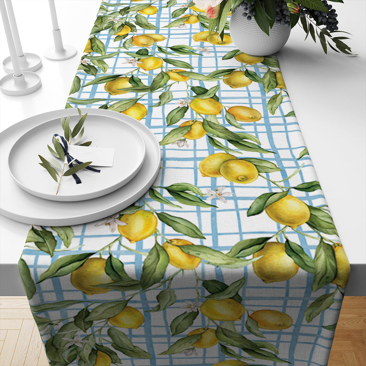 Evmila Mavi Limon Desenli Runner Model