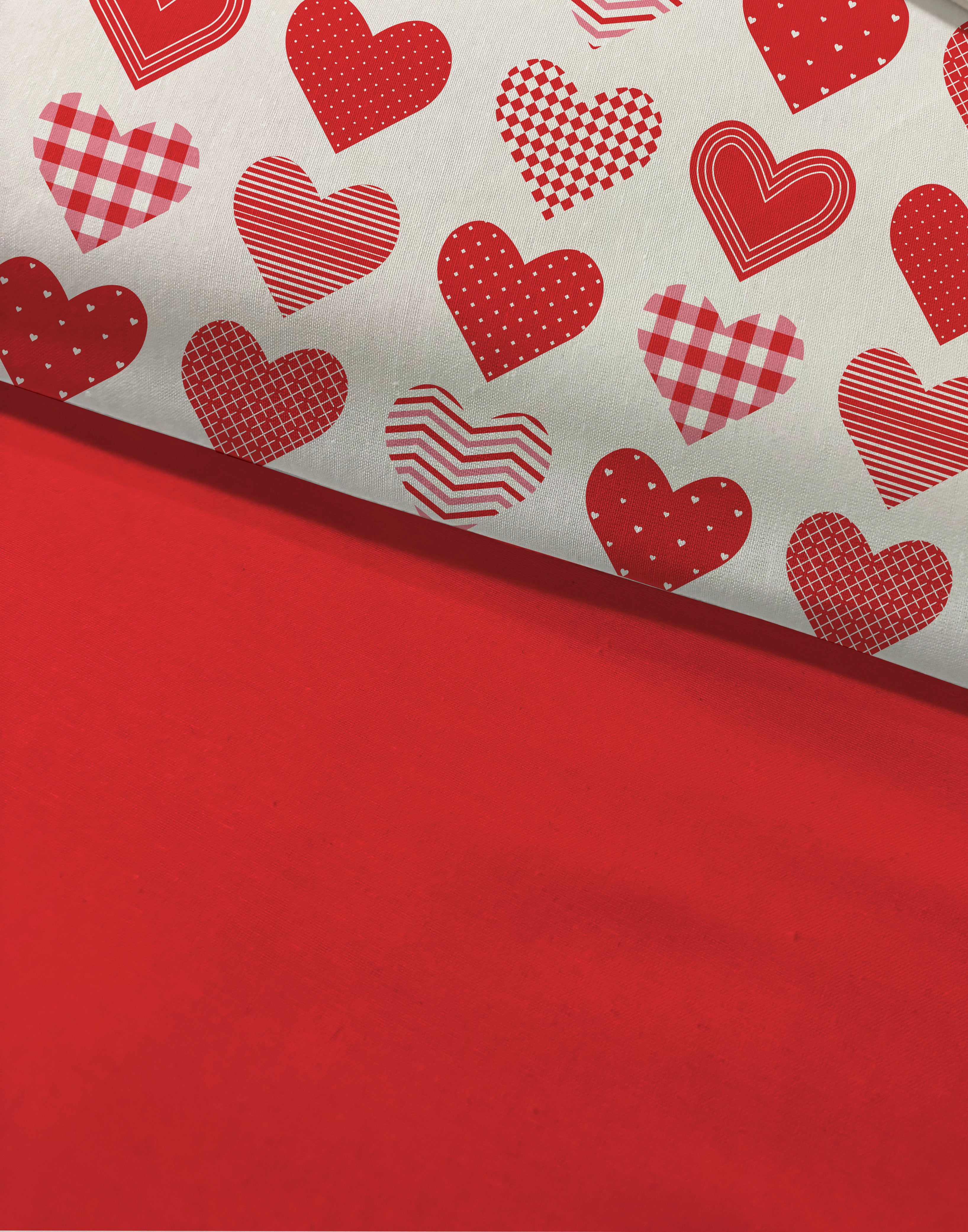 Evmila Kırmızı Kalpler Desenli Nevresim Takımı