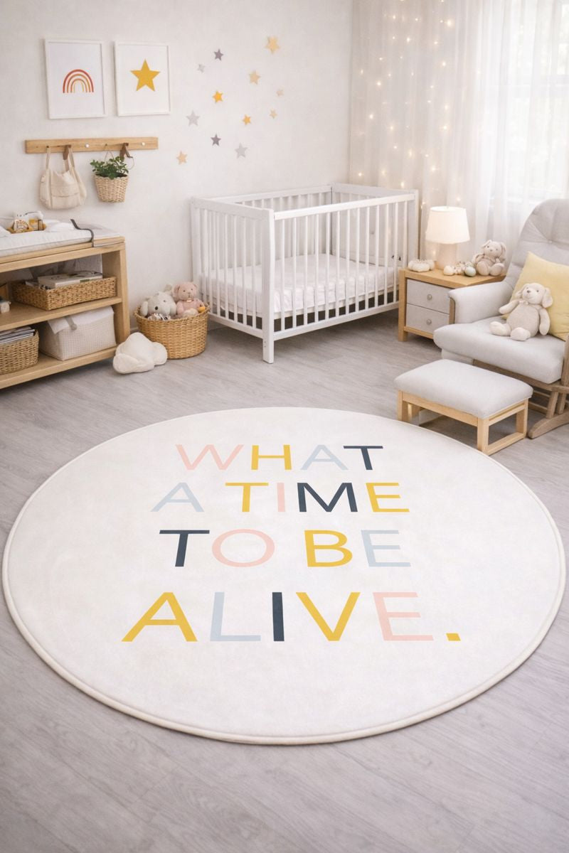 Evmila İskandinav Desenli Yuvarlak Halı