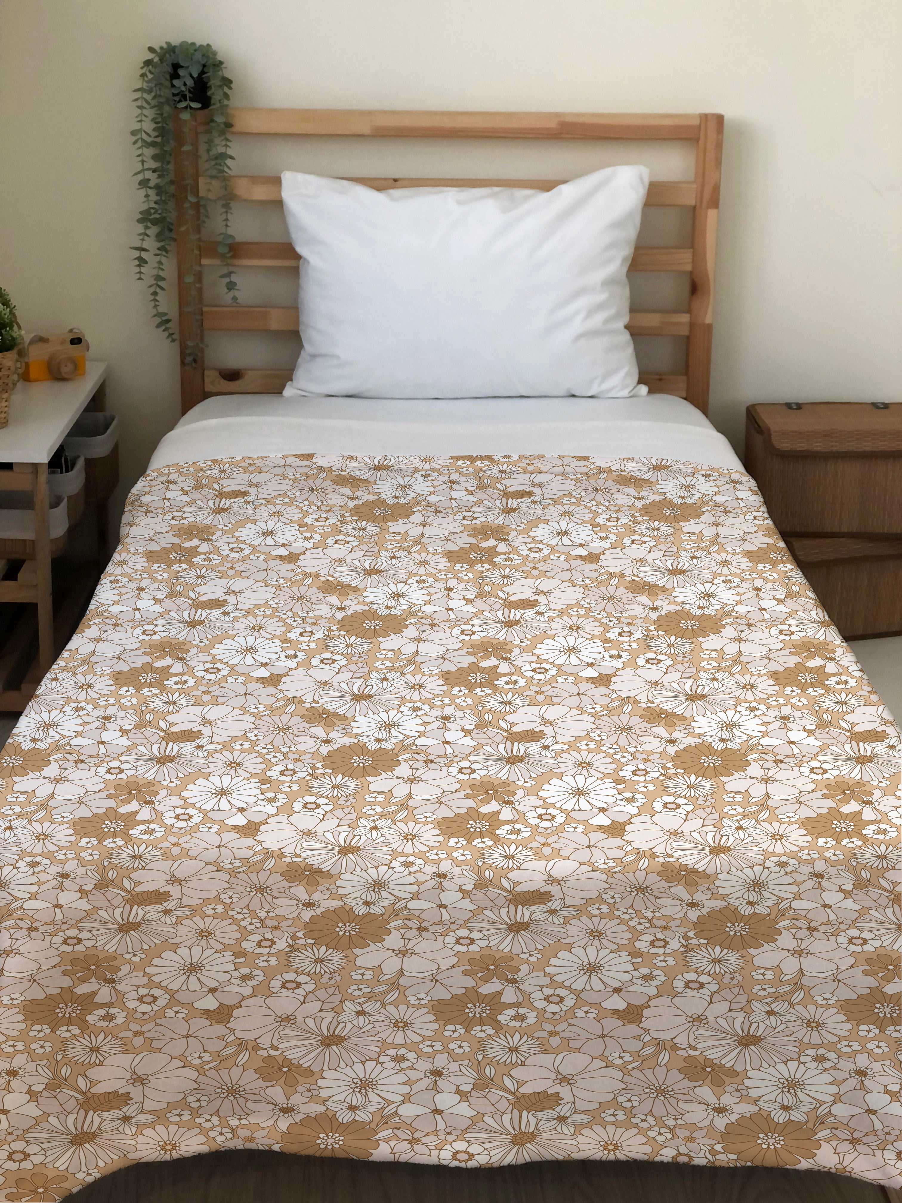 Evmila Minik Çiçekler Desenli Tek Kişilik Battaniye