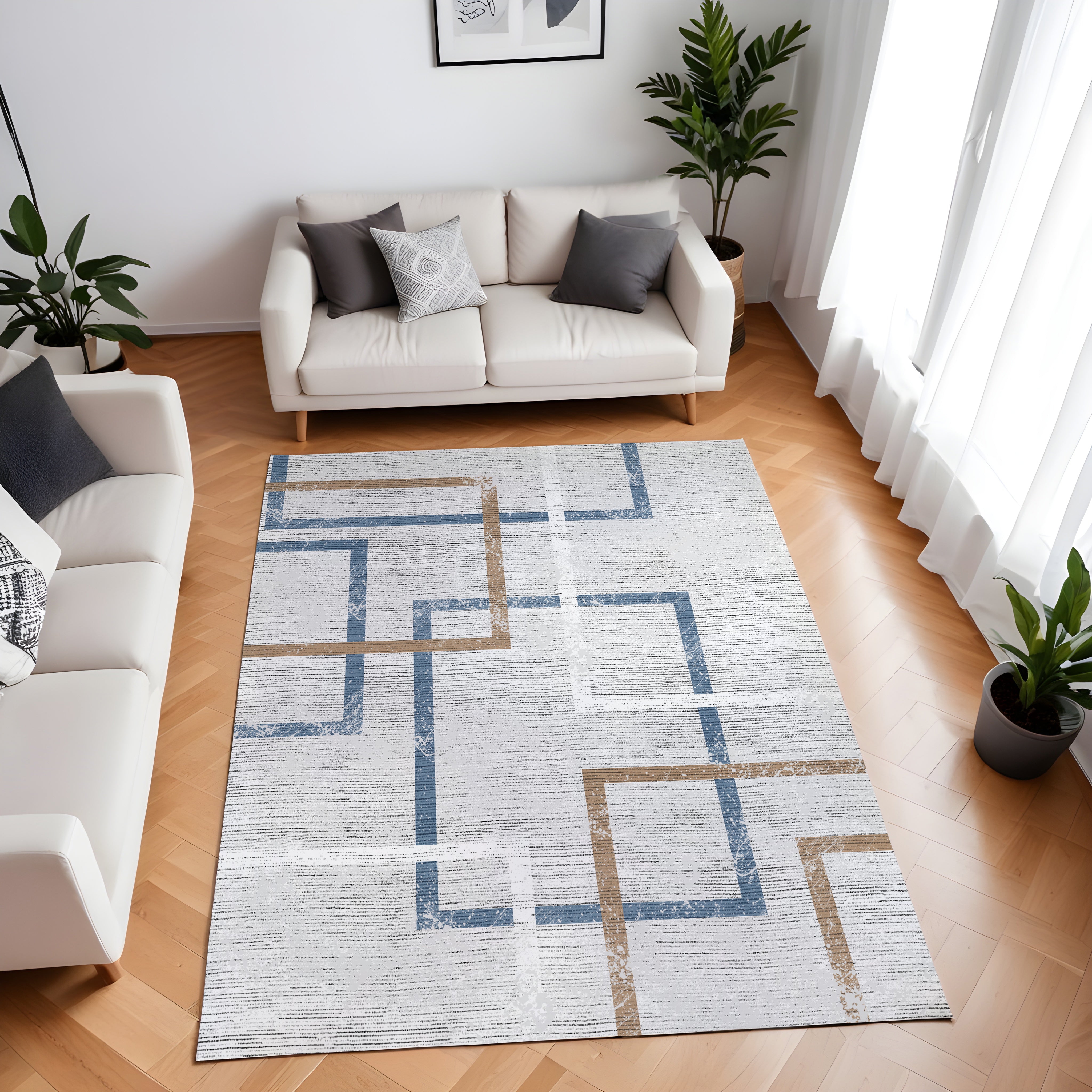 Evmila Çizgi Desenli Modern Halı