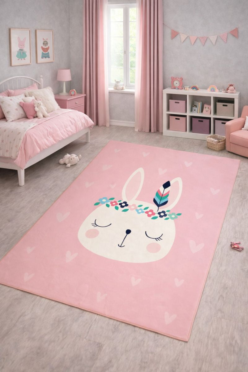 Evmila İskandinav Sevimli Tavşan Desenli Çocuk Halısı