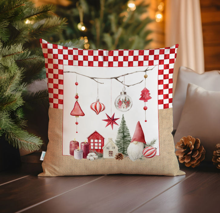 Evmila Yeni Yıl Desenli Kırlent Kılıfı