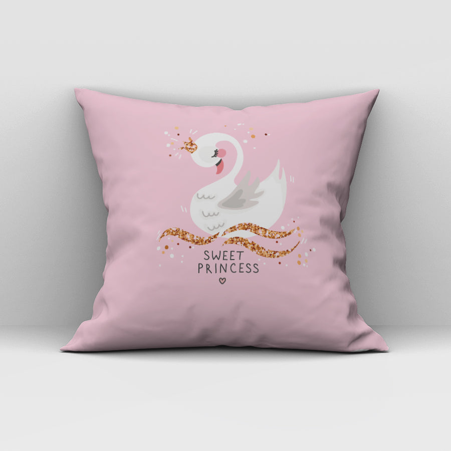 Evmila Pembe Kuğu Desenli Kırlent Kılıfı