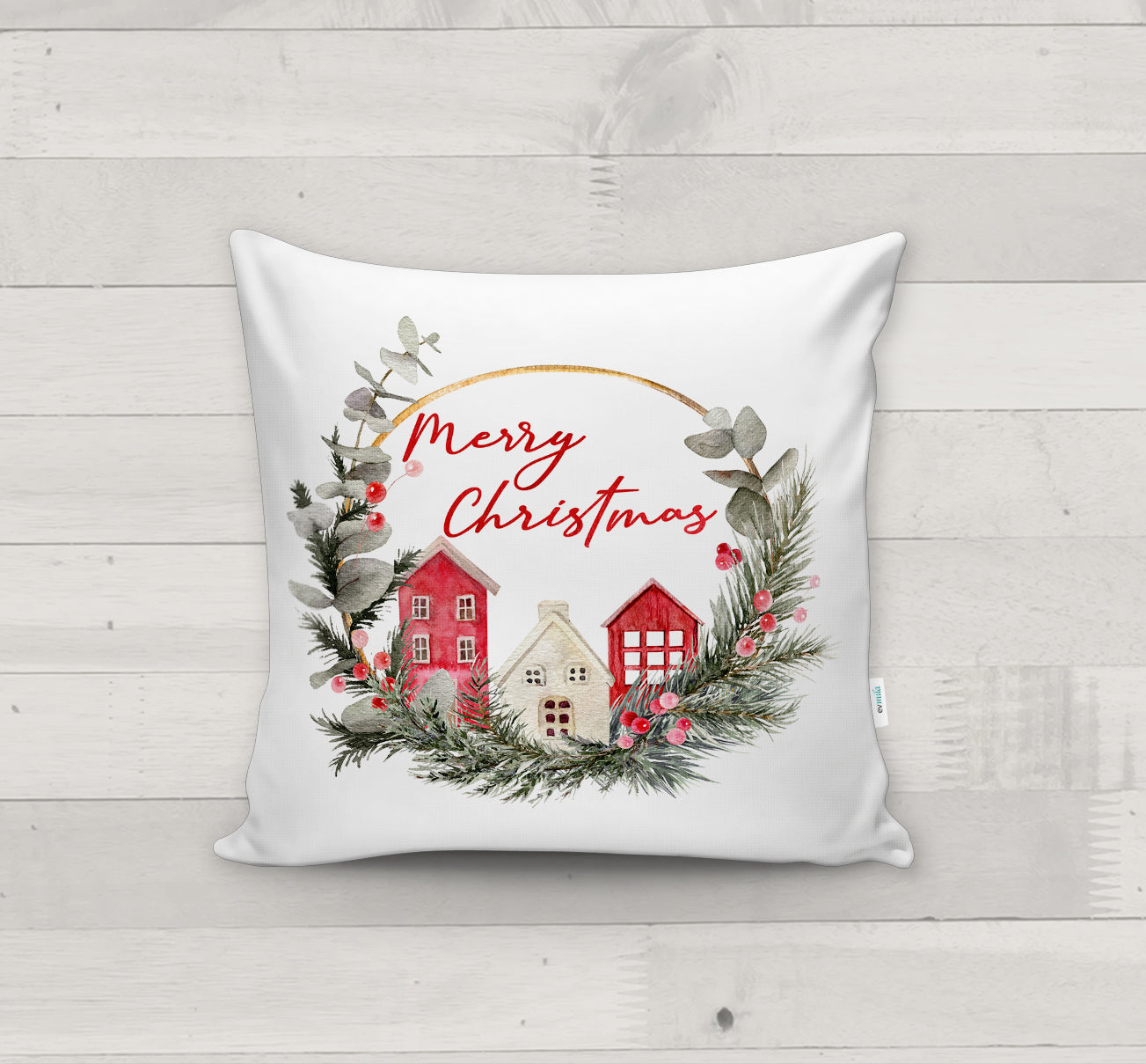 Evmila Yeni Yıl Desenli Kırlent Kılıfı