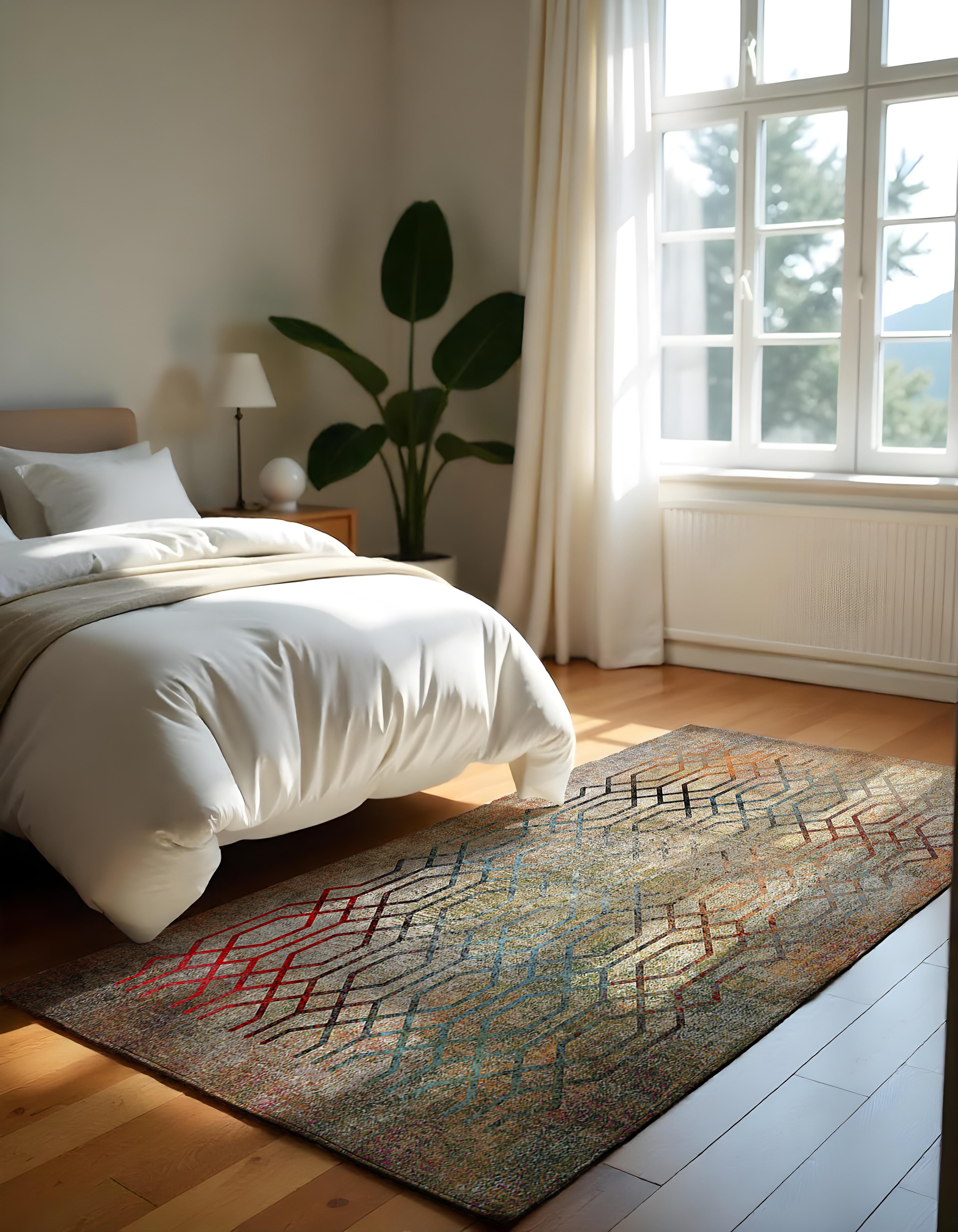 Evmila Eskitme Geometrik Desenli Modern Halı